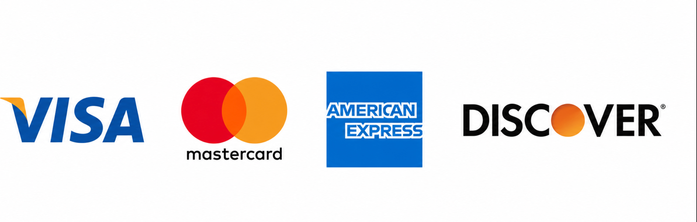 Accepted cards: Visa, Mastercard, American Express, Discover