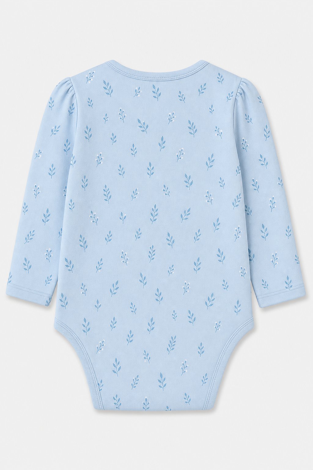 Powder Blue Botanical Print Henley Bodysuit view 2