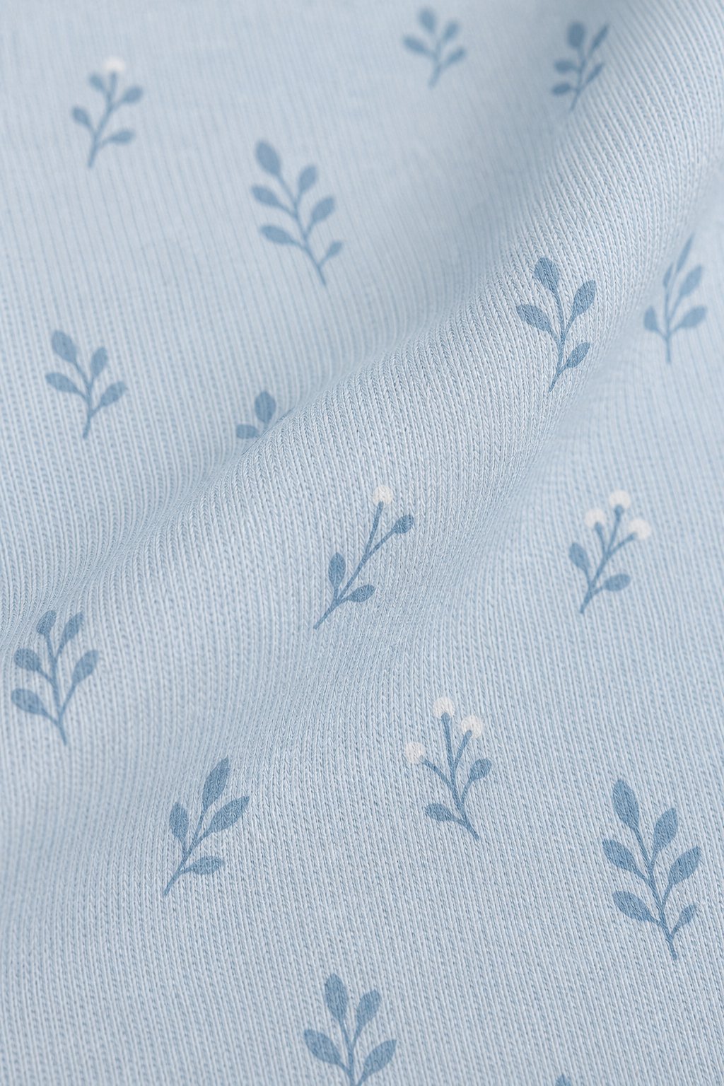 Powder Blue Botanical Print Henley Bodysuit view 3