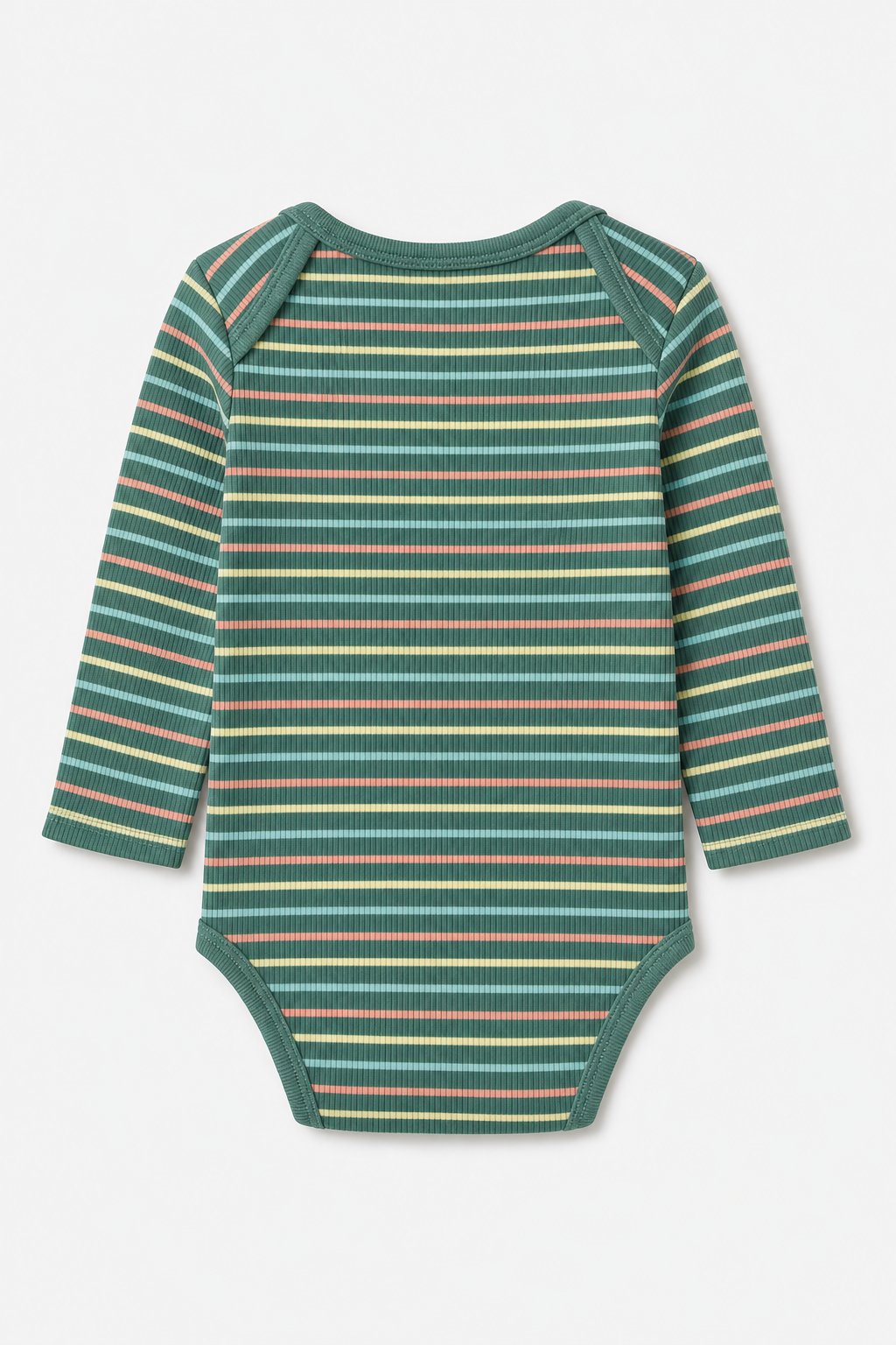 Spruce Green Rainbow Stripe Ribbed Bodysuit view 2