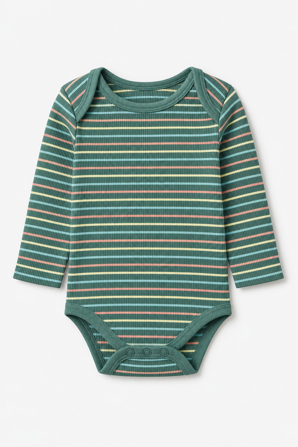 Spruce Green Rainbow Stripe Ribbed Bodysuit