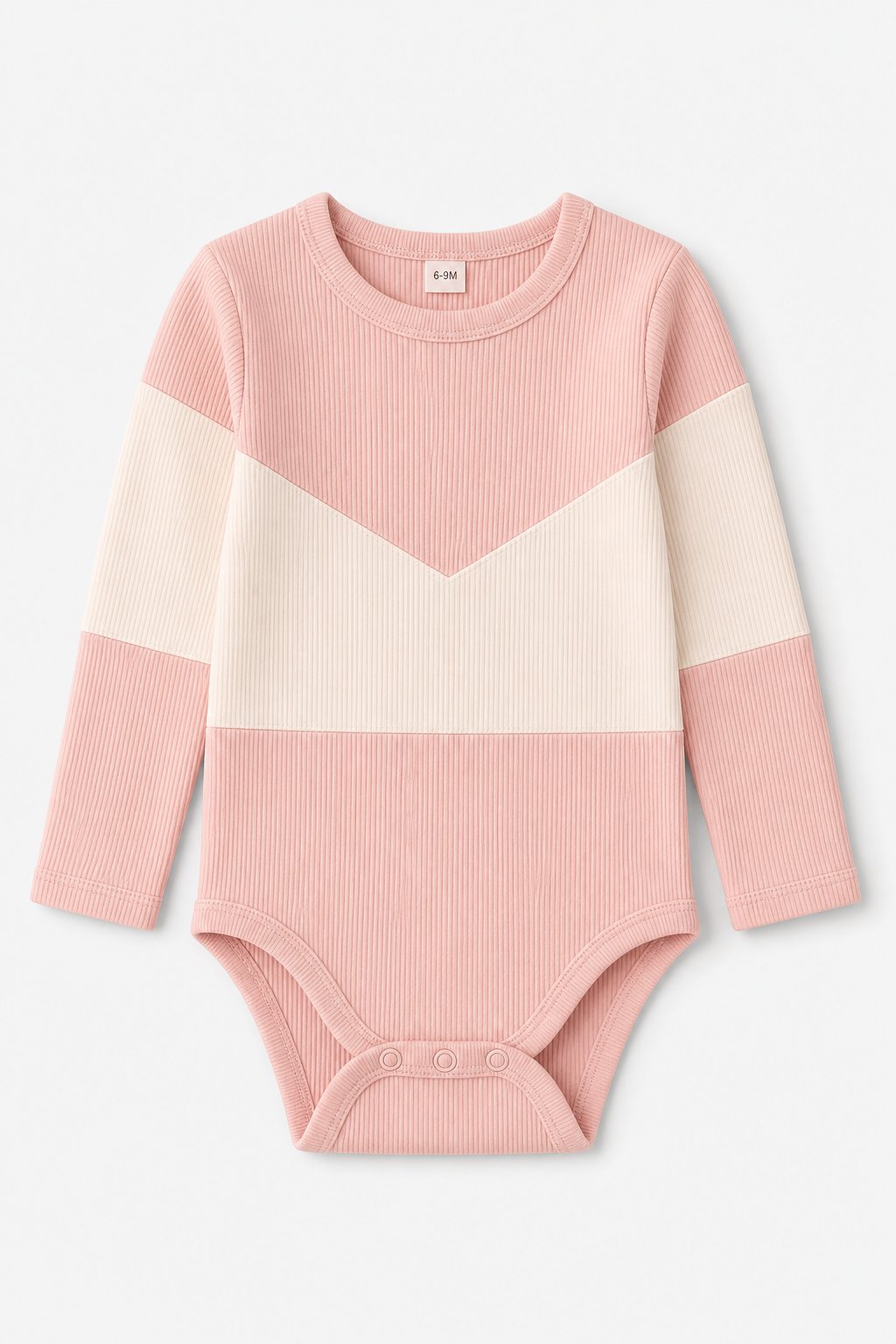 Ballet Pink Color-Block Long-Sleeve Bodysuit