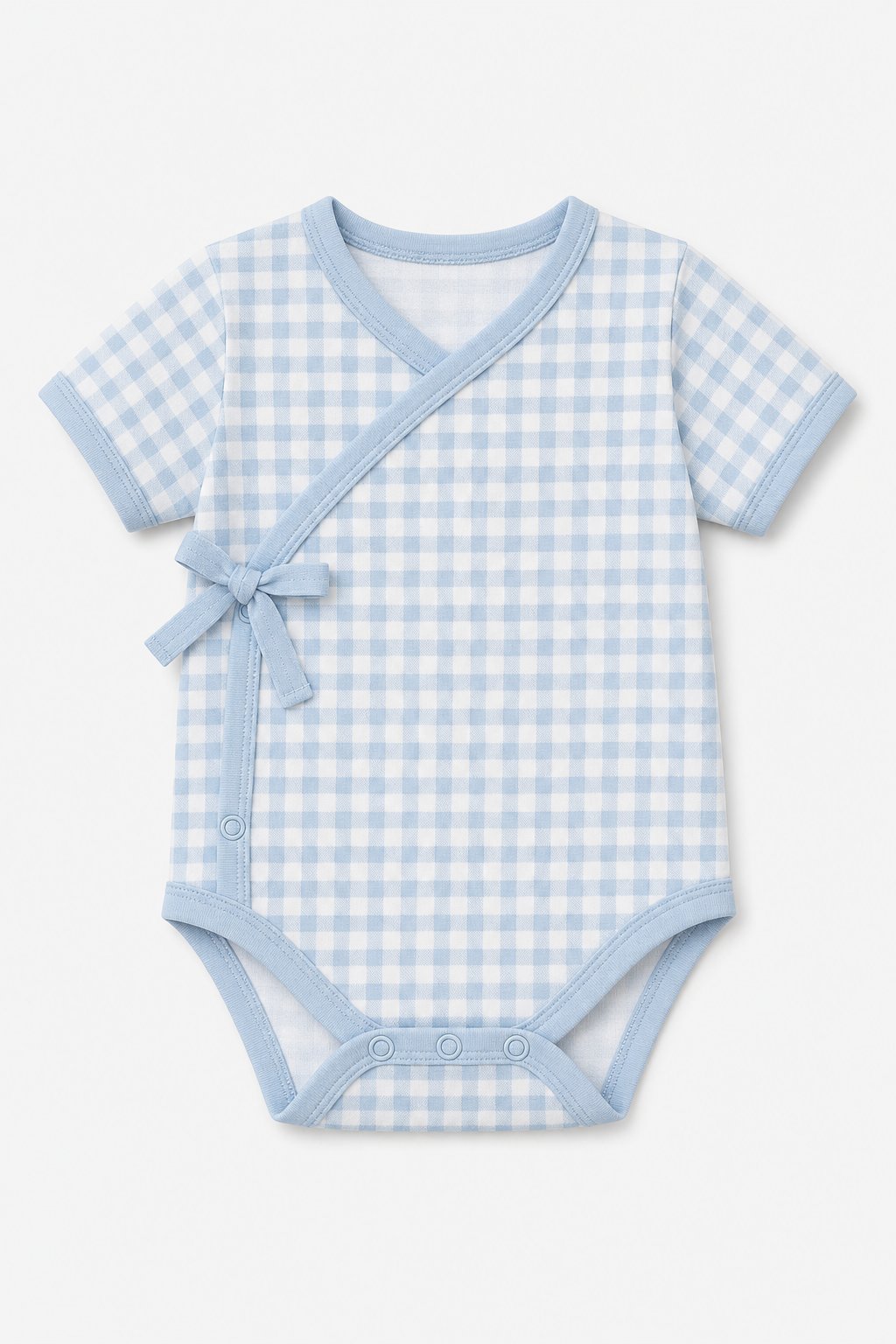 Mist Blue Gingham Check Kimono Bodysuit