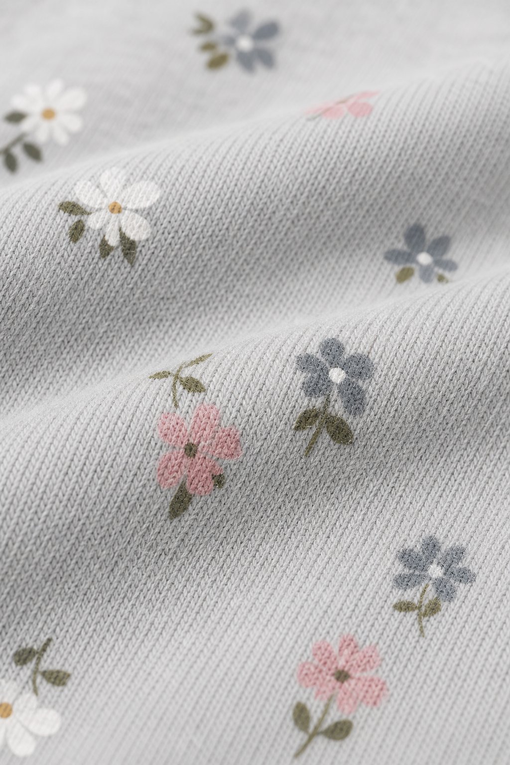 Light Grey Floral Print Ribbed Bodysuit view 3