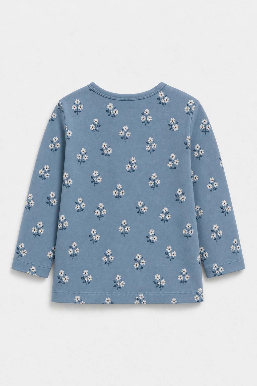 Denim Blue Floral Print Peplum Top view 2