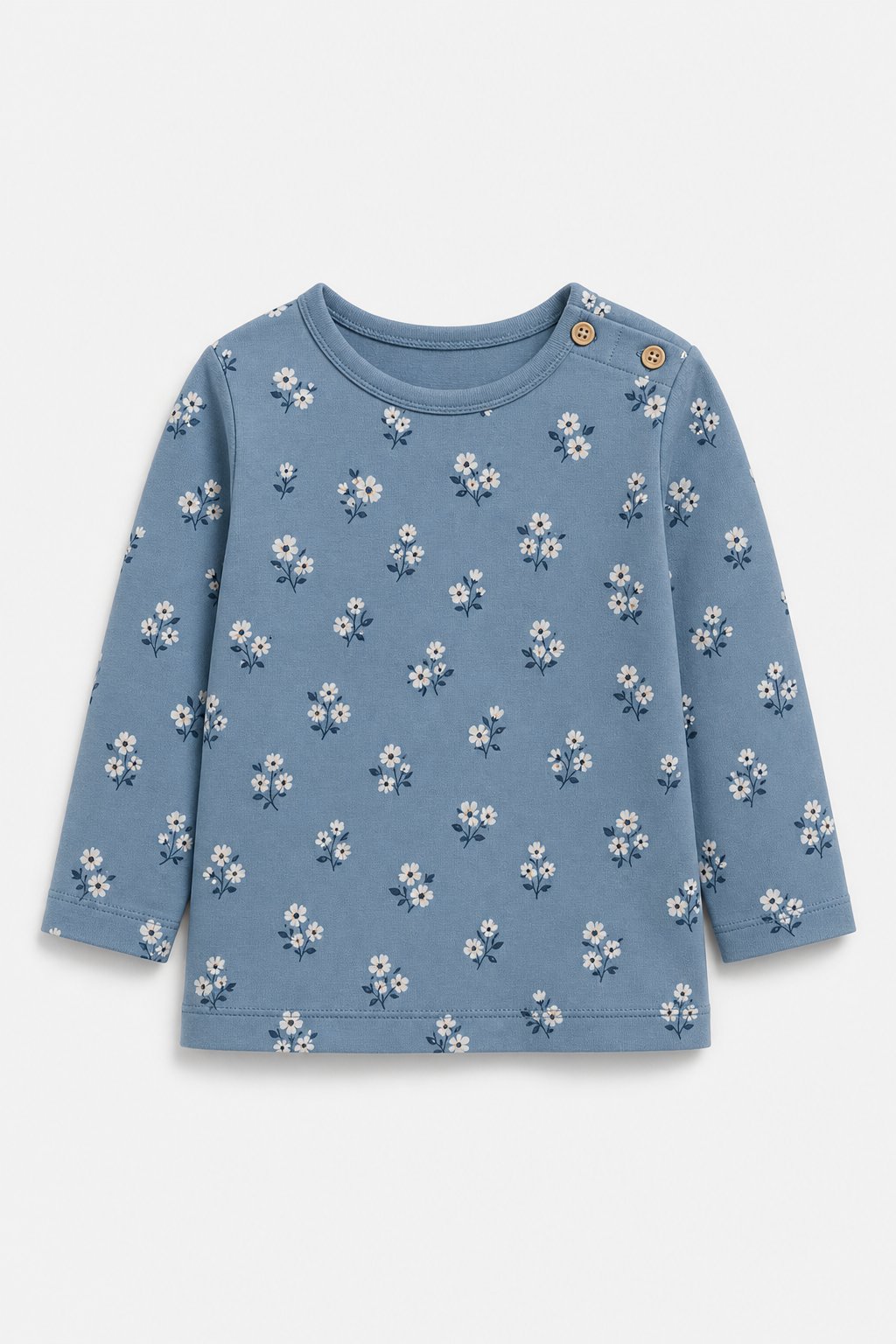 Denim Blue Floral Print Peplum Top