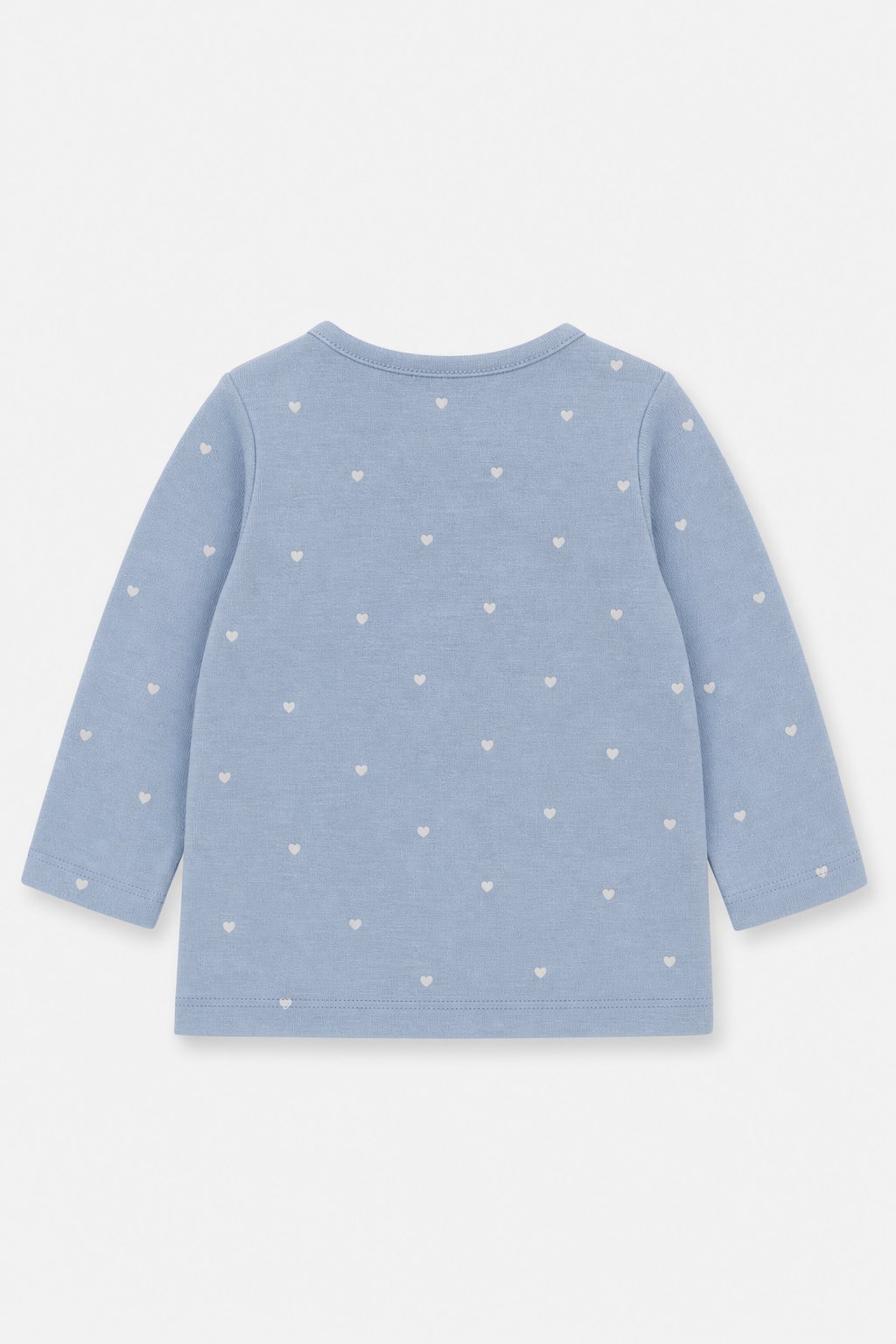 Faded Denim Blue Heart Print Ruffle-Sleeve Top view 2