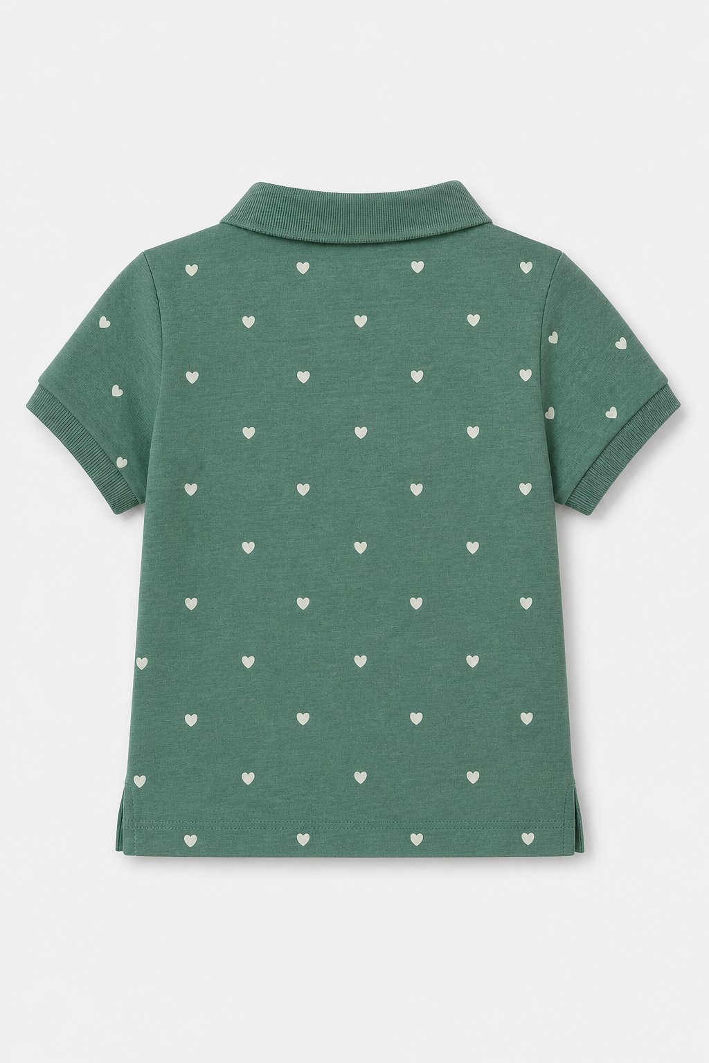 Spruce Green Heart Print Polo Shirt view 2