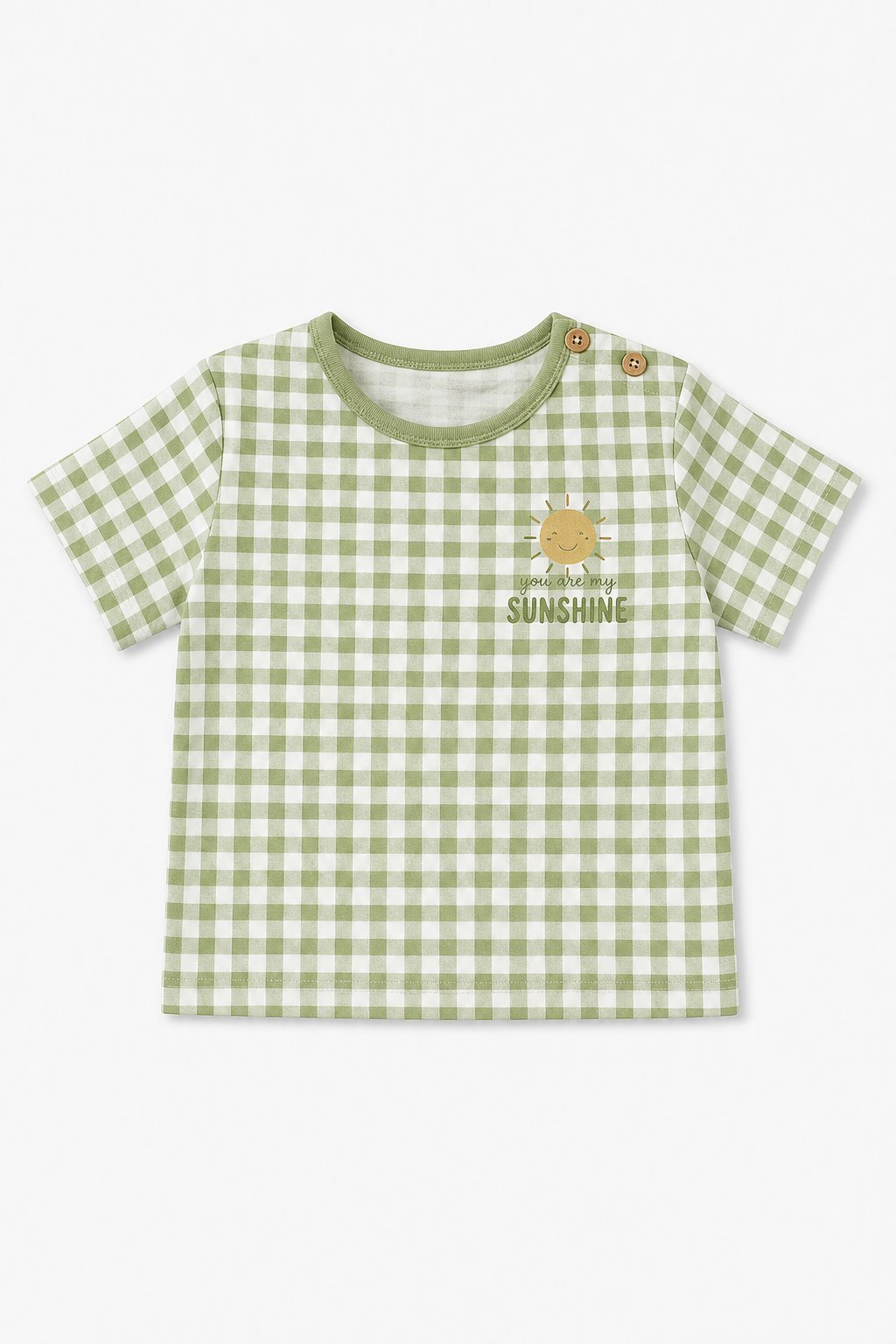 Sage Green Gingham Check Graphic Tee