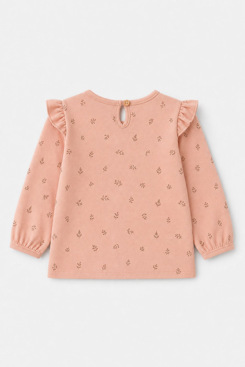 Dusty Rose Botanical Print Peplum Top view 2