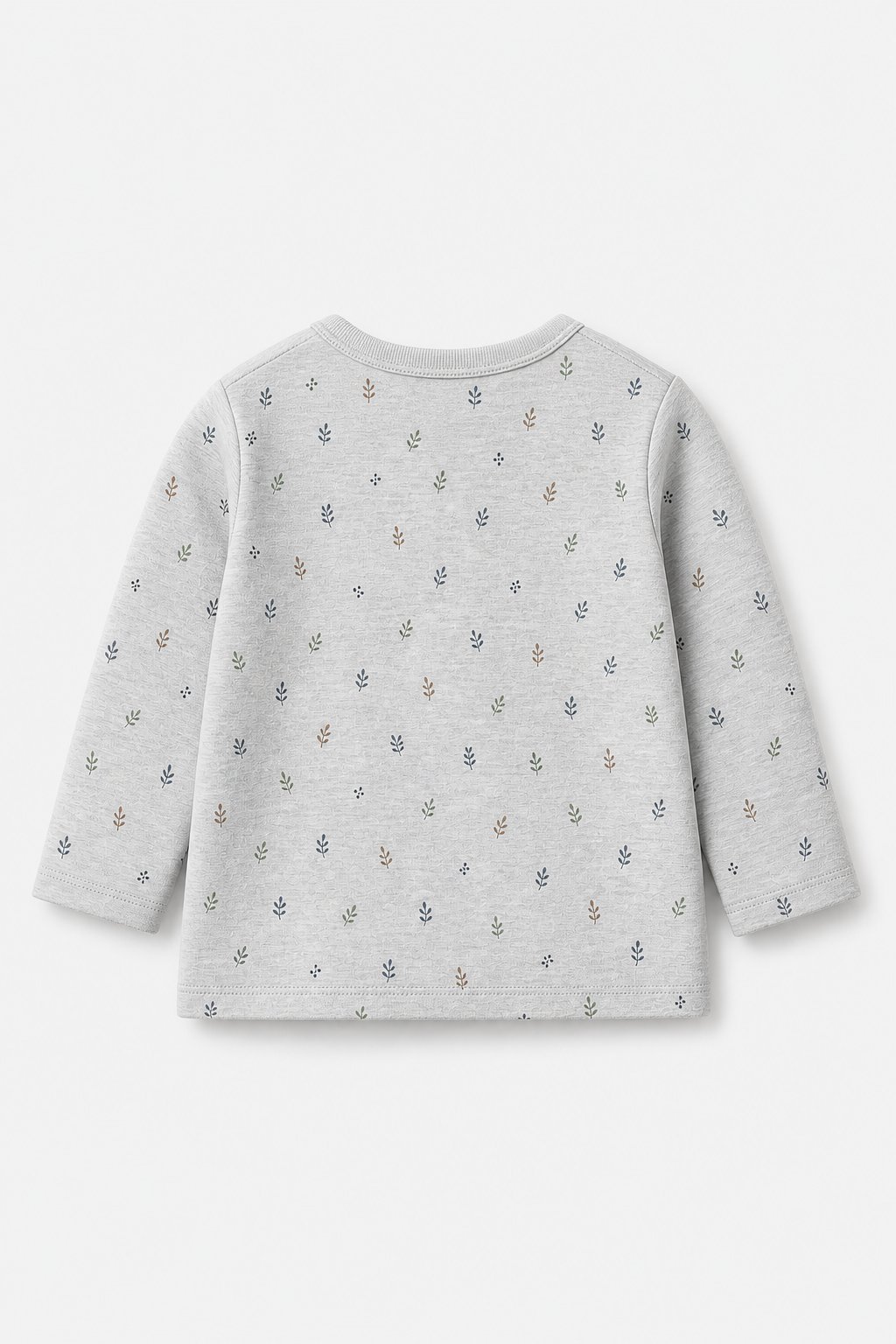 Light Grey Botanical Print Long-Sleeve Tee view 2