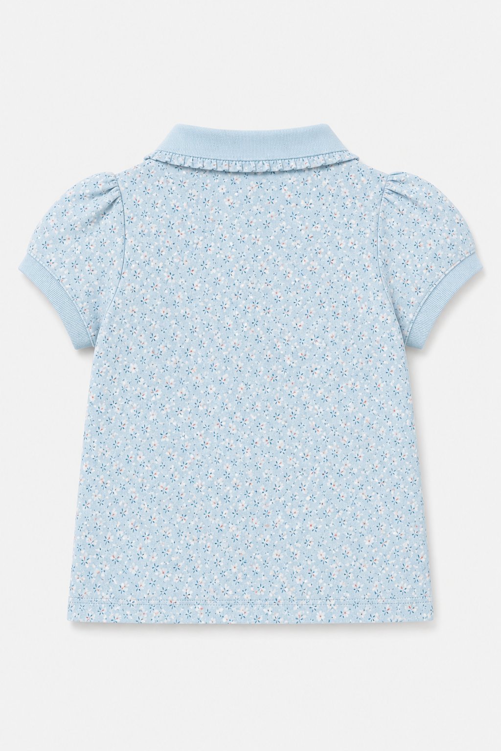 Powder Blue Ditsy Floral Polo Shirt view 2