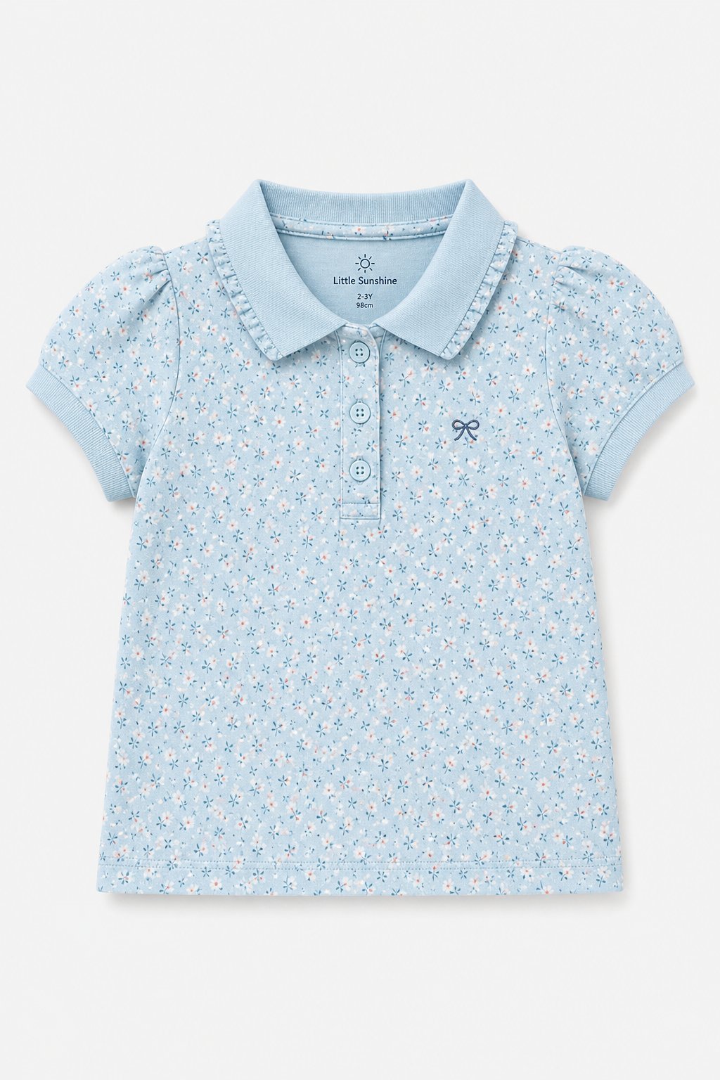 Powder Blue Ditsy Floral Polo Shirt