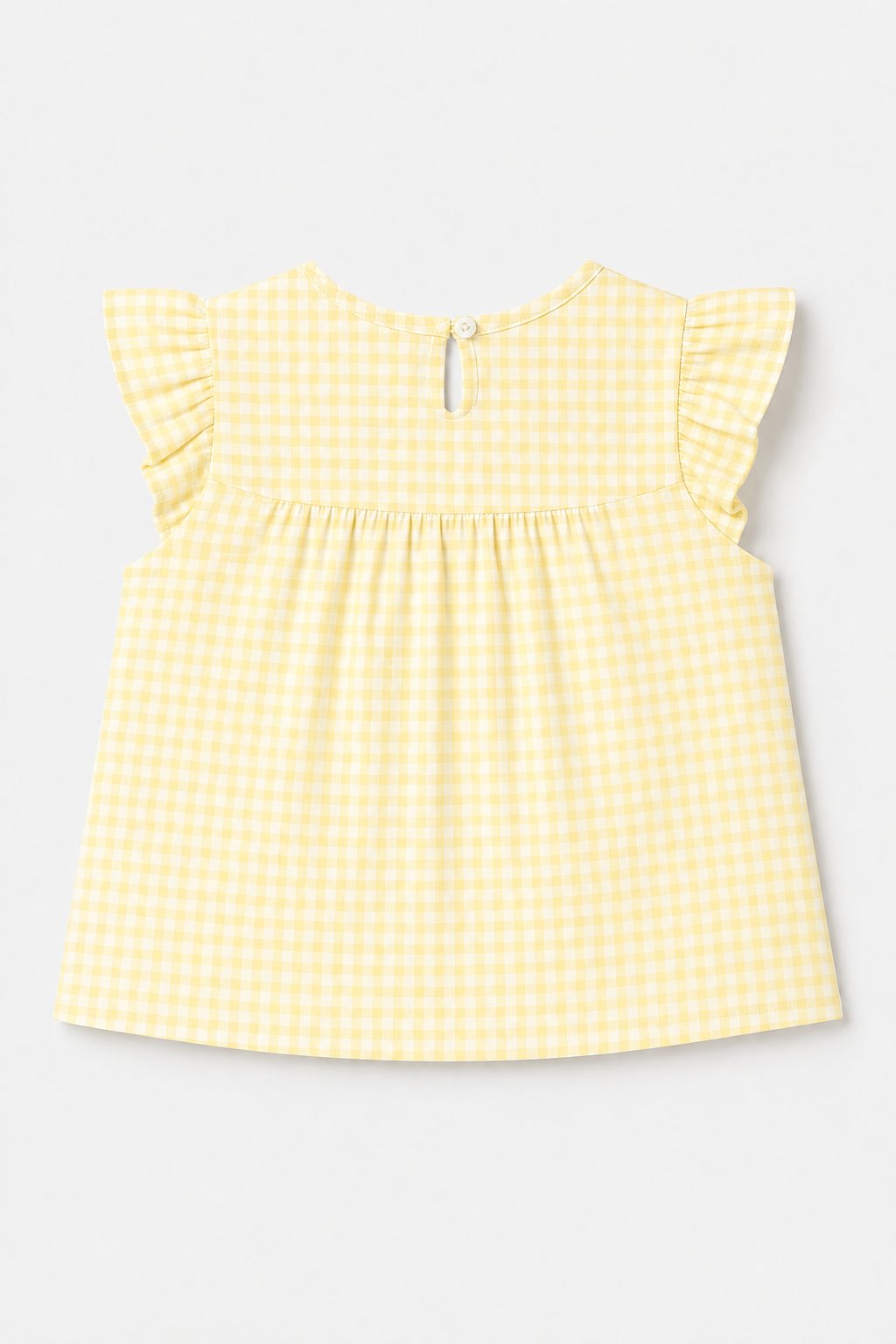 Butter Yellow Gingham Check Peplum Top view 2