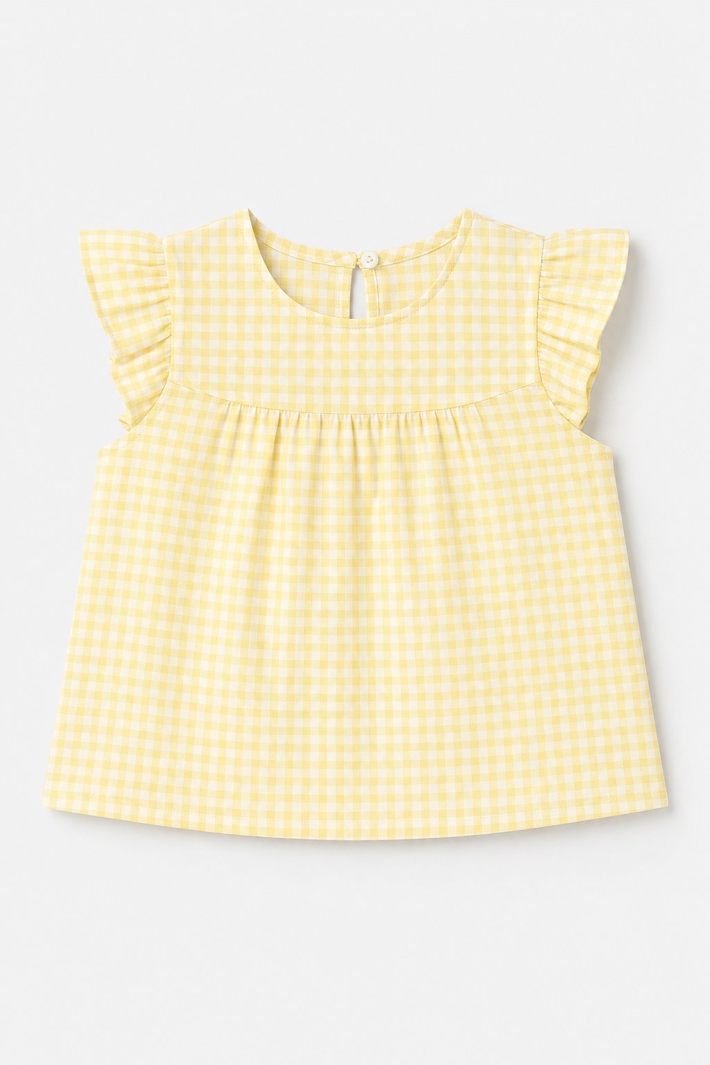 Butter Yellow Gingham Check Peplum Top