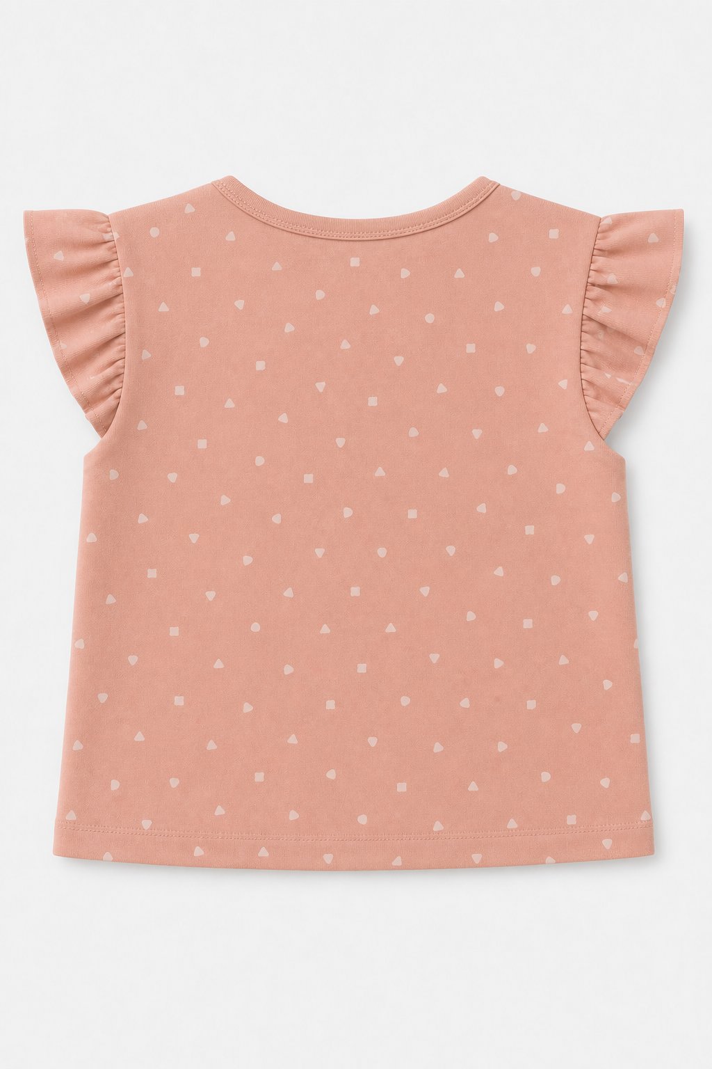 Dusty Rose Abstract Geometric Ruffle-Sleeve Top view 2