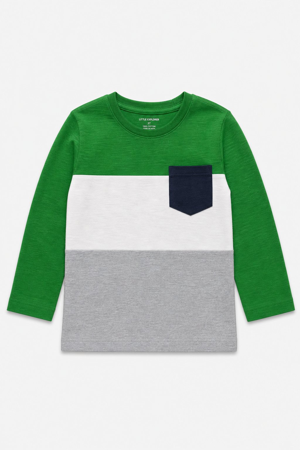 Forest Green Color-Block Long-Sleeve Tee