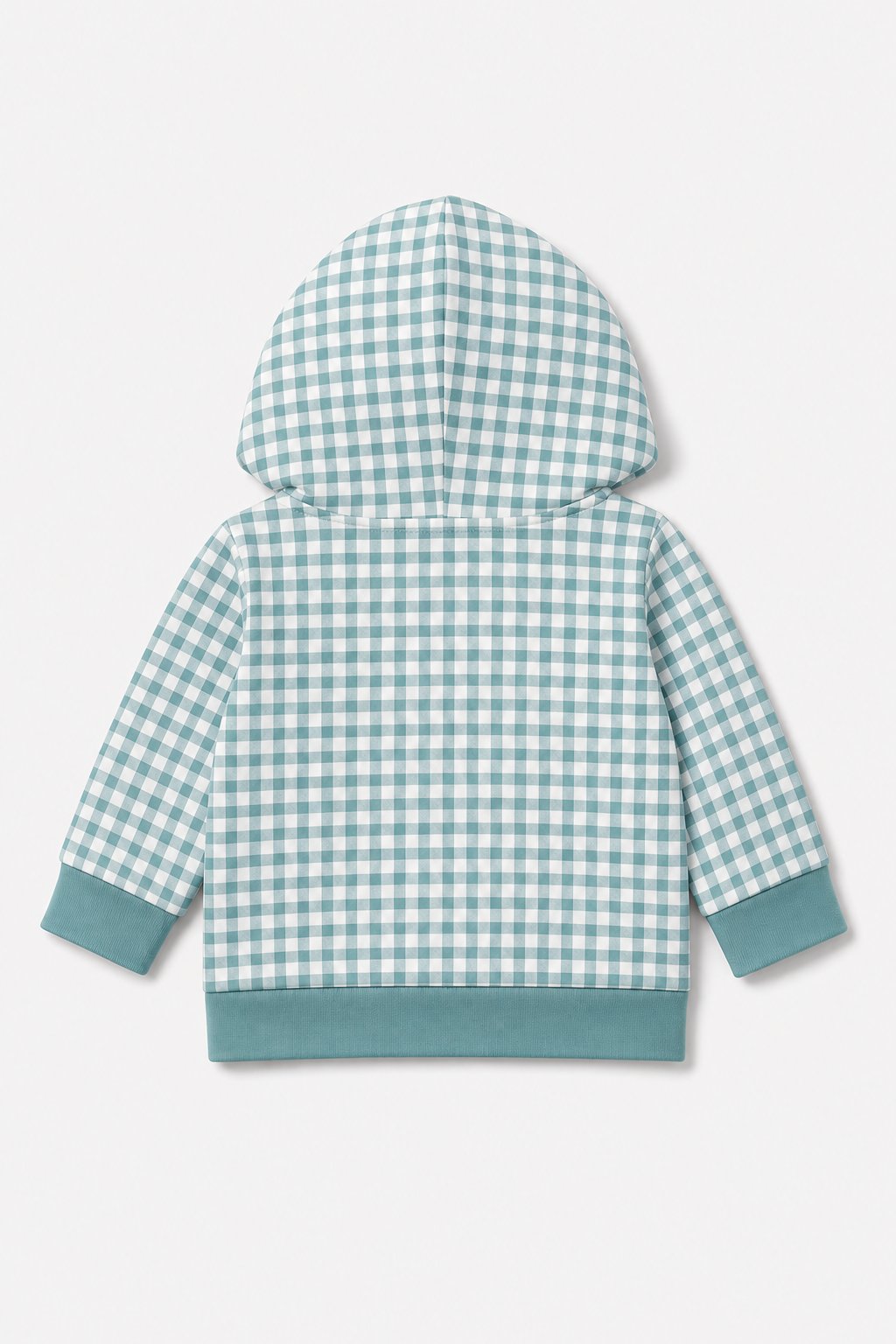 Dusty Teal Gingham Check Hoodie Tee view 2