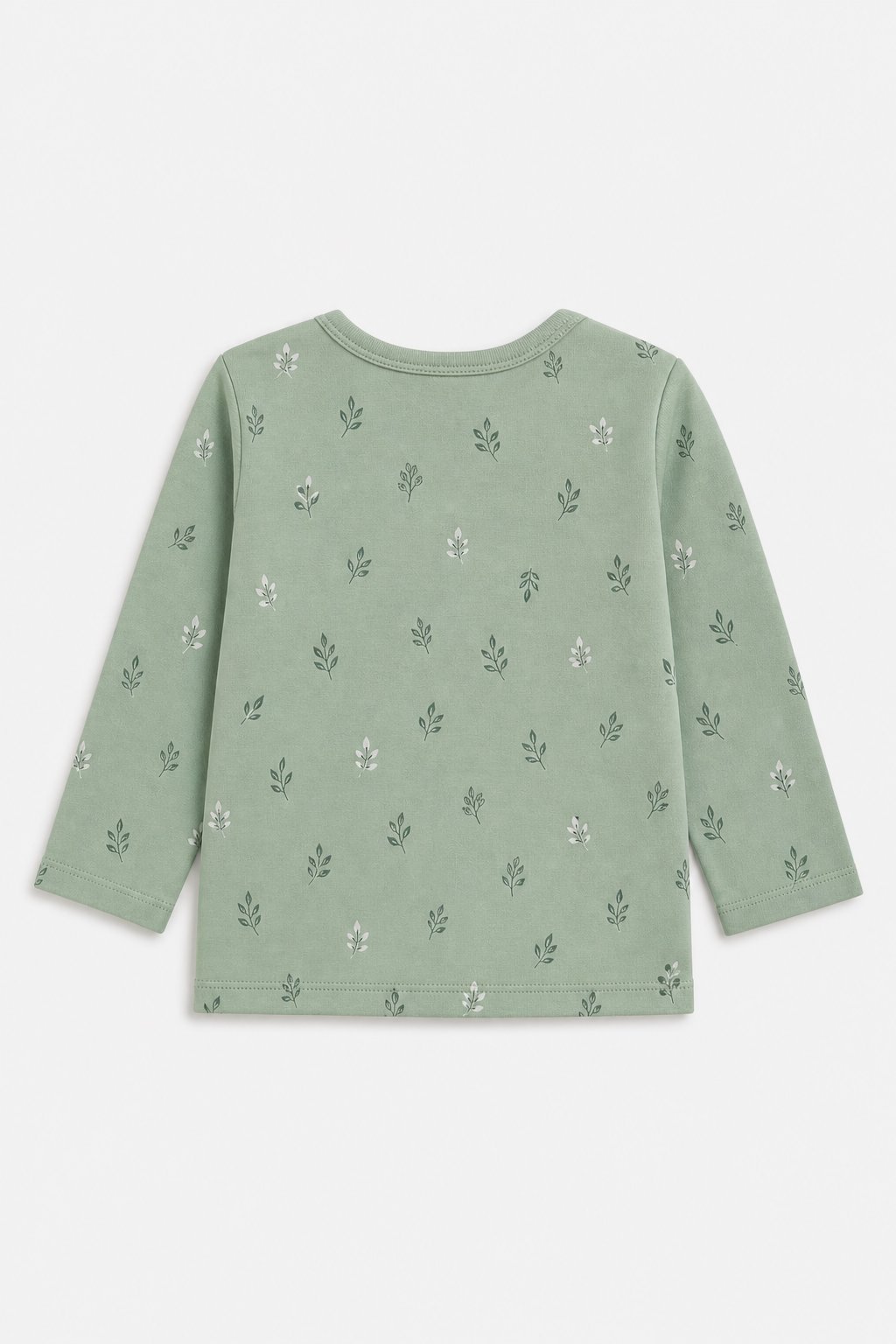 Eucalyptus Green Botanical Print Ruffle-Sleeve Top view 2