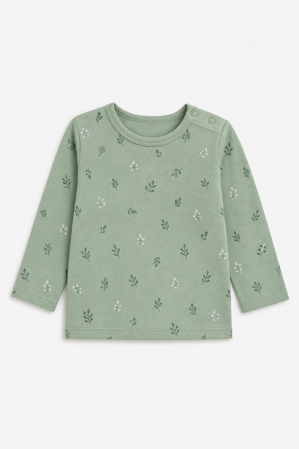 Eucalyptus Green Botanical Print Ruffle-Sleeve Top