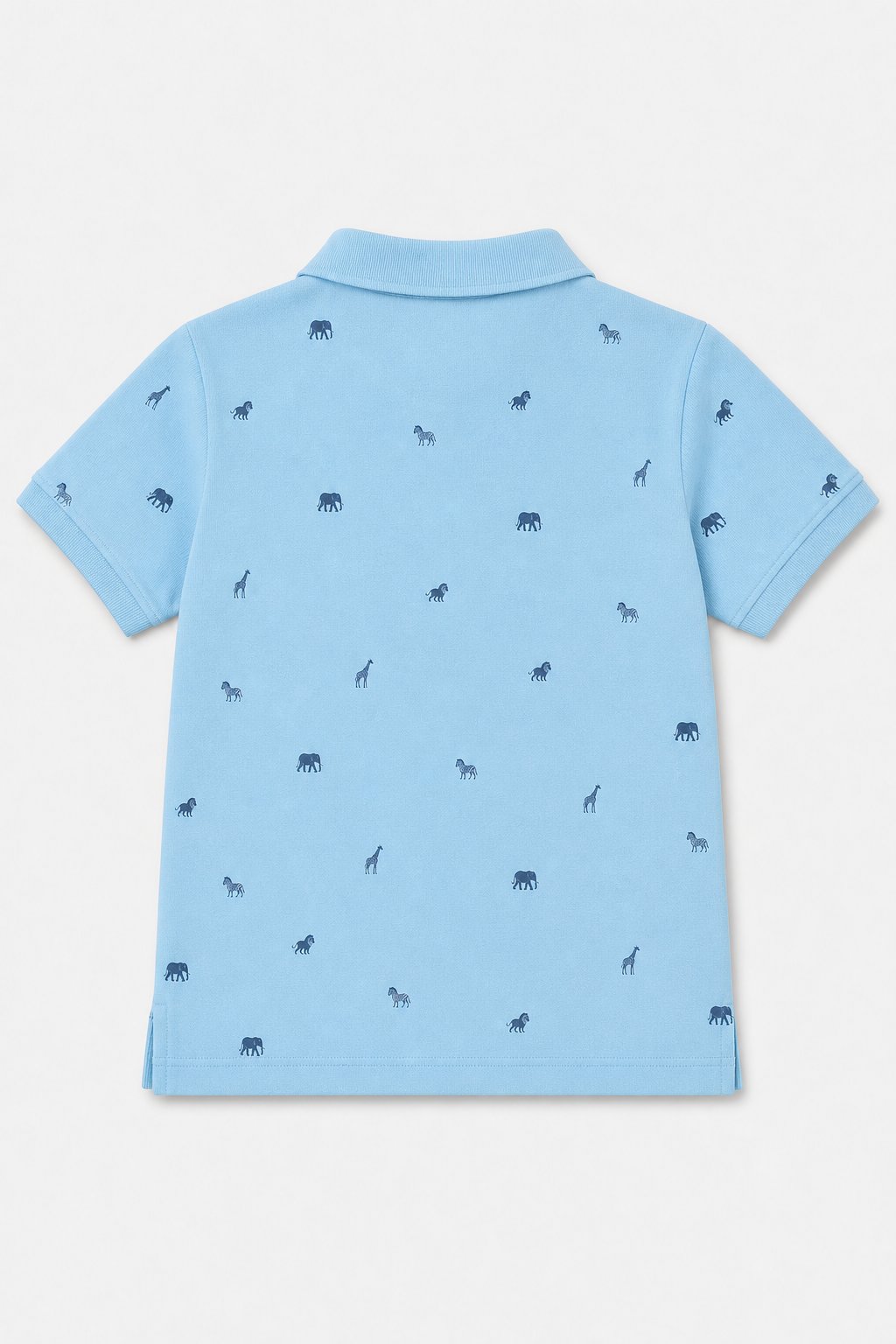 Sky Blue Safari Animal Print Polo Shirt view 2