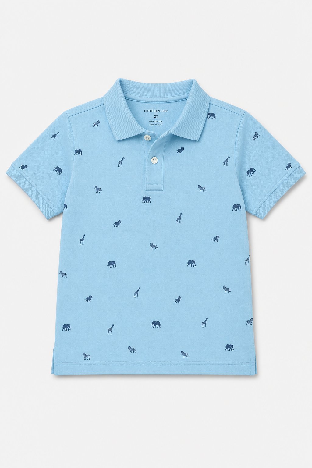 Sky Blue Safari Animal Print Polo Shirt