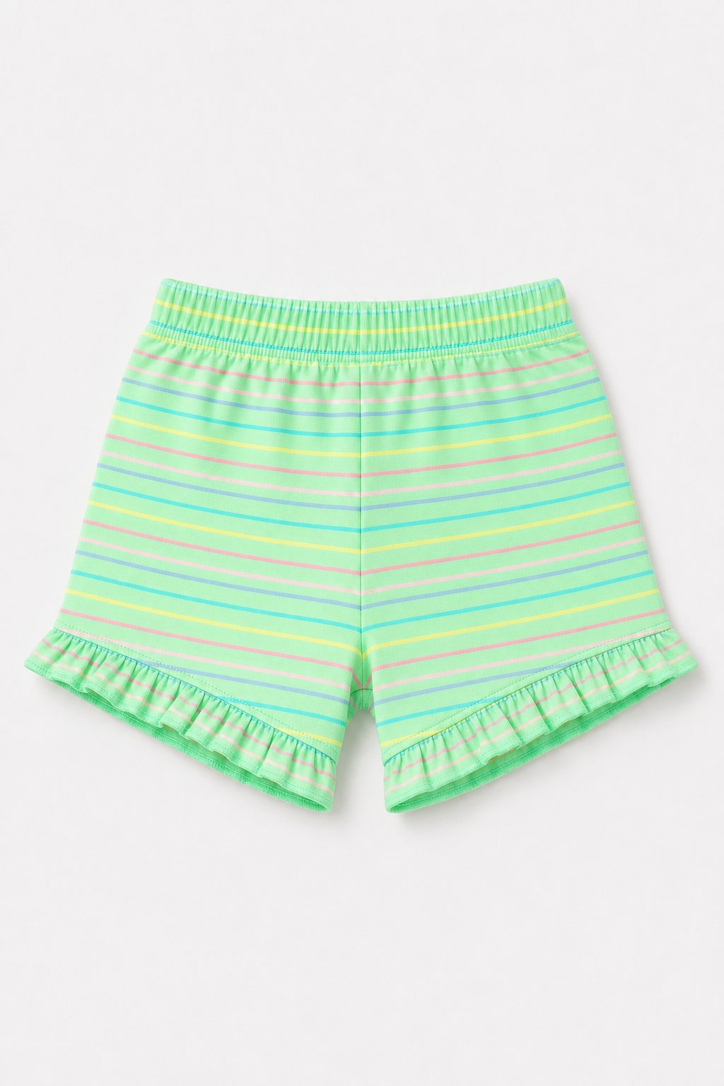 Mint Green Rainbow Stripe Knit Shorts view 2