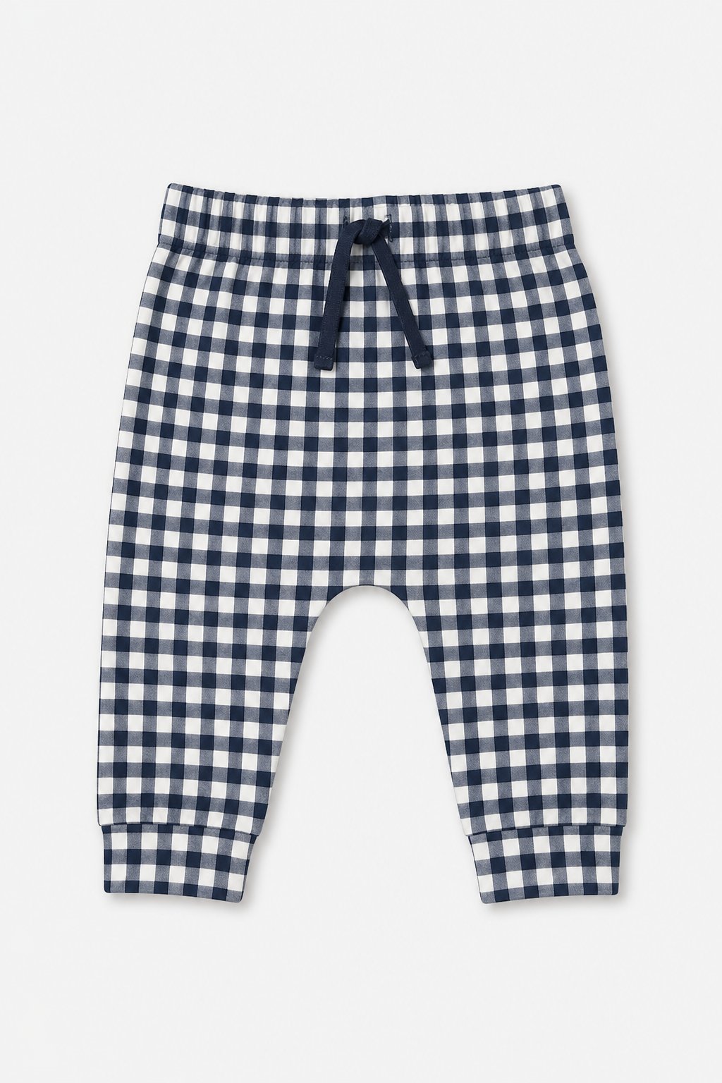 Navy Gingham Check Pull-On Pants