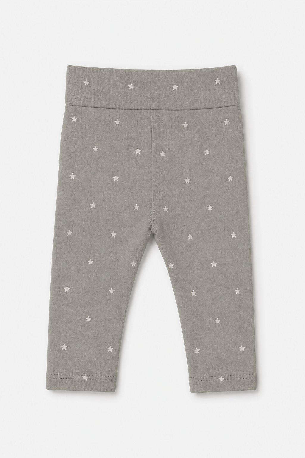 Stone Grey Star Print Denim-Look Pants view 2