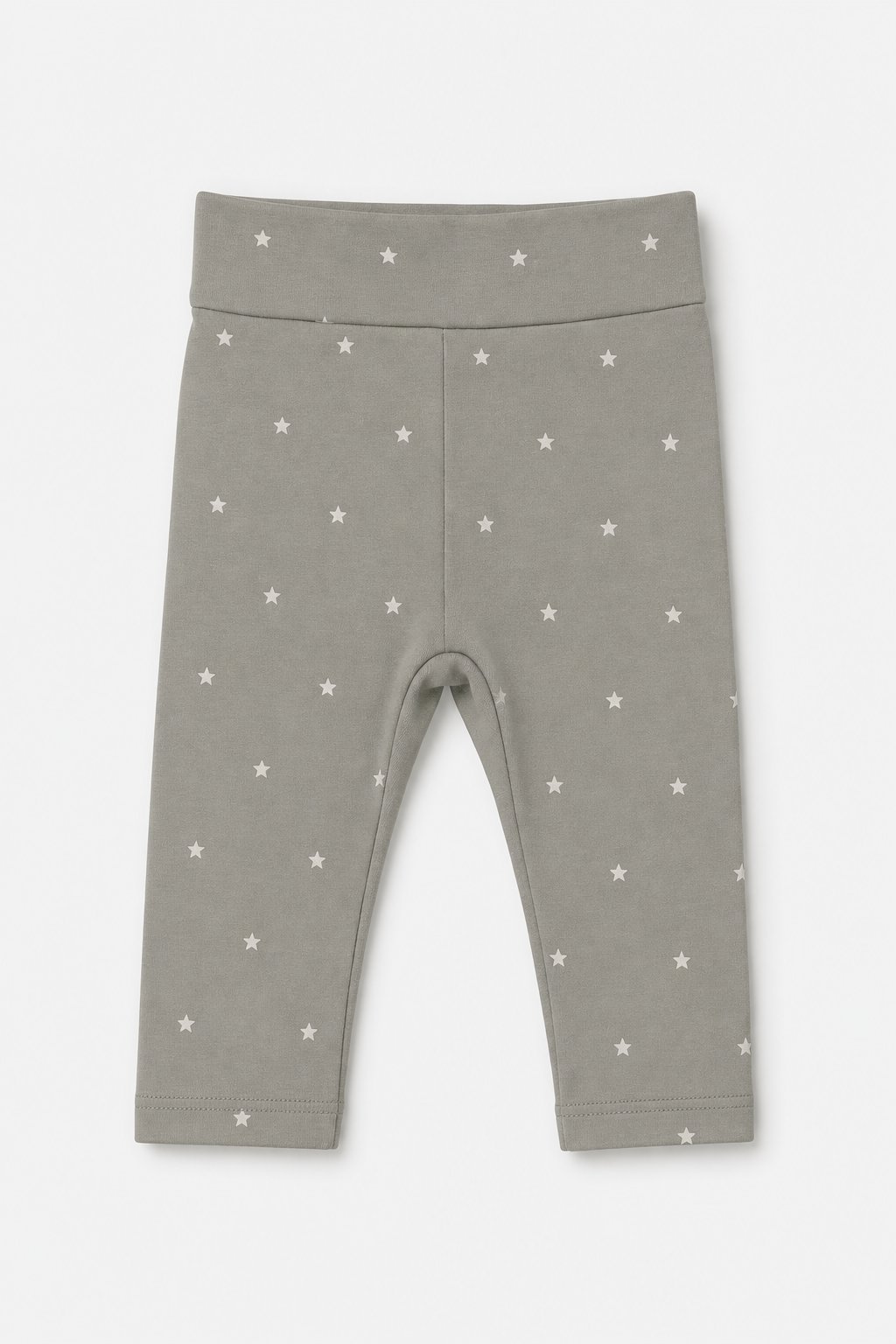 Stone Grey Star Print Denim-Look Pants