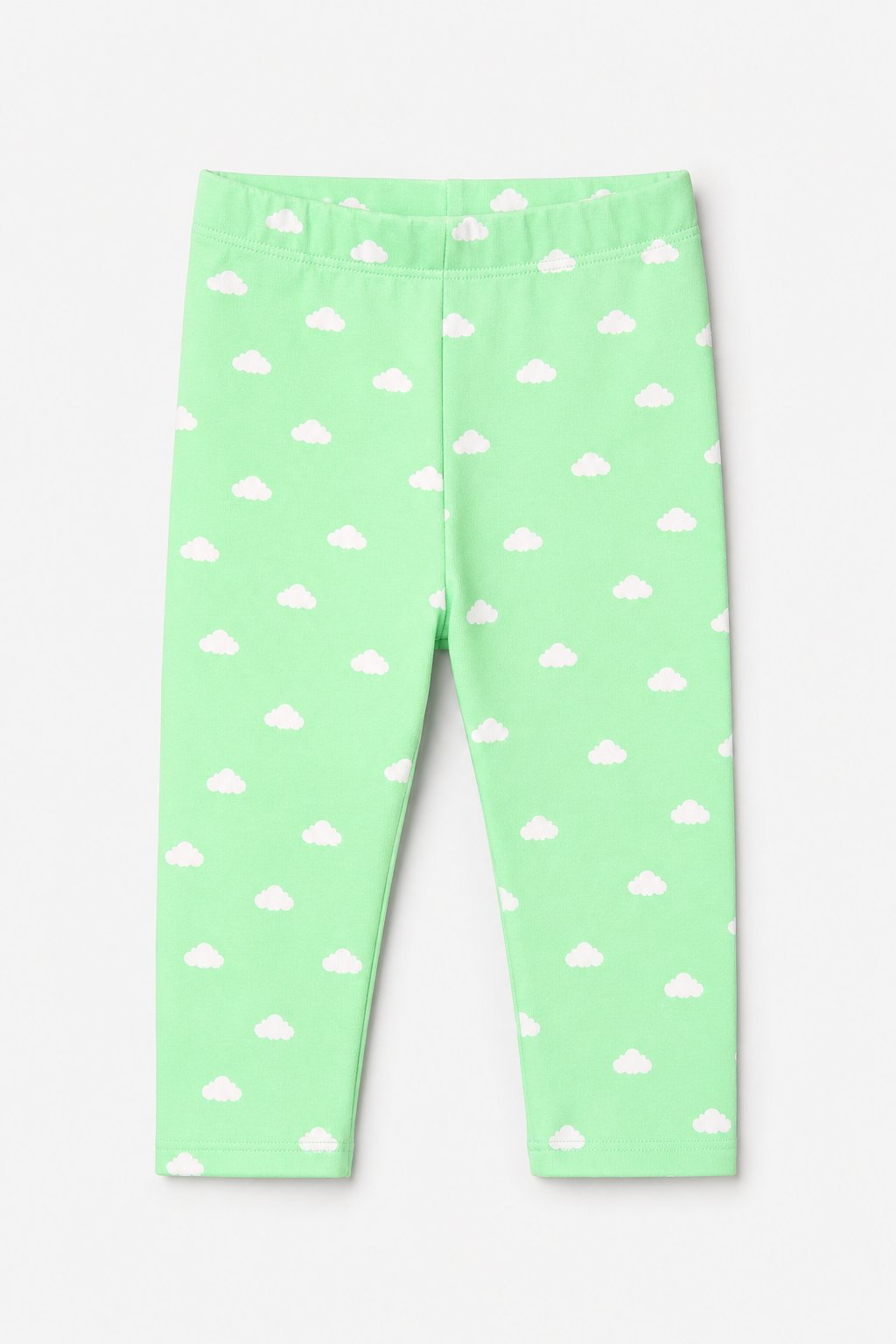 Mint Green Cloud Print Ruffle-Hem Leggings