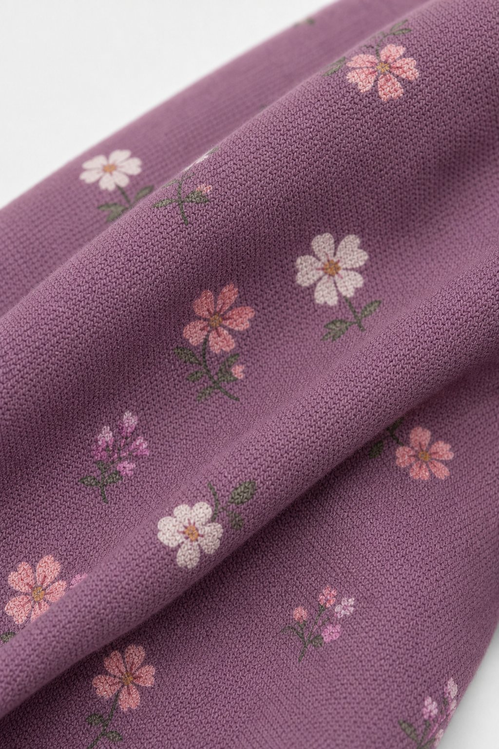 Dusty Plum Floral Print Denim-Look Pants view 3