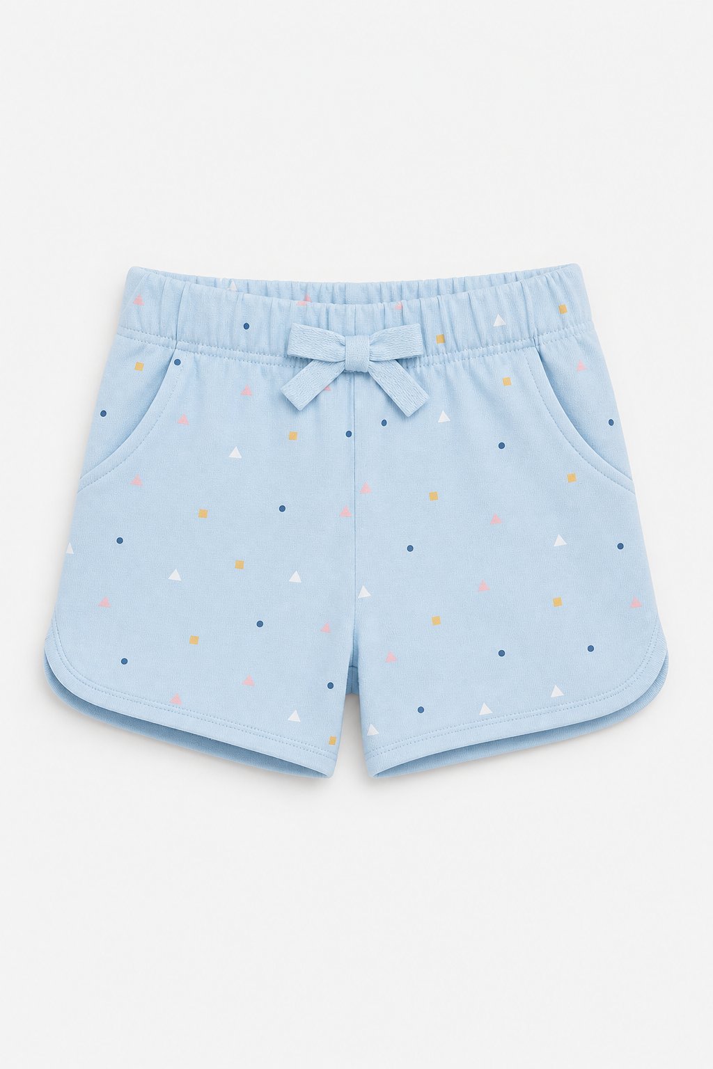 Powder Blue Abstract Geometric Knit Shorts