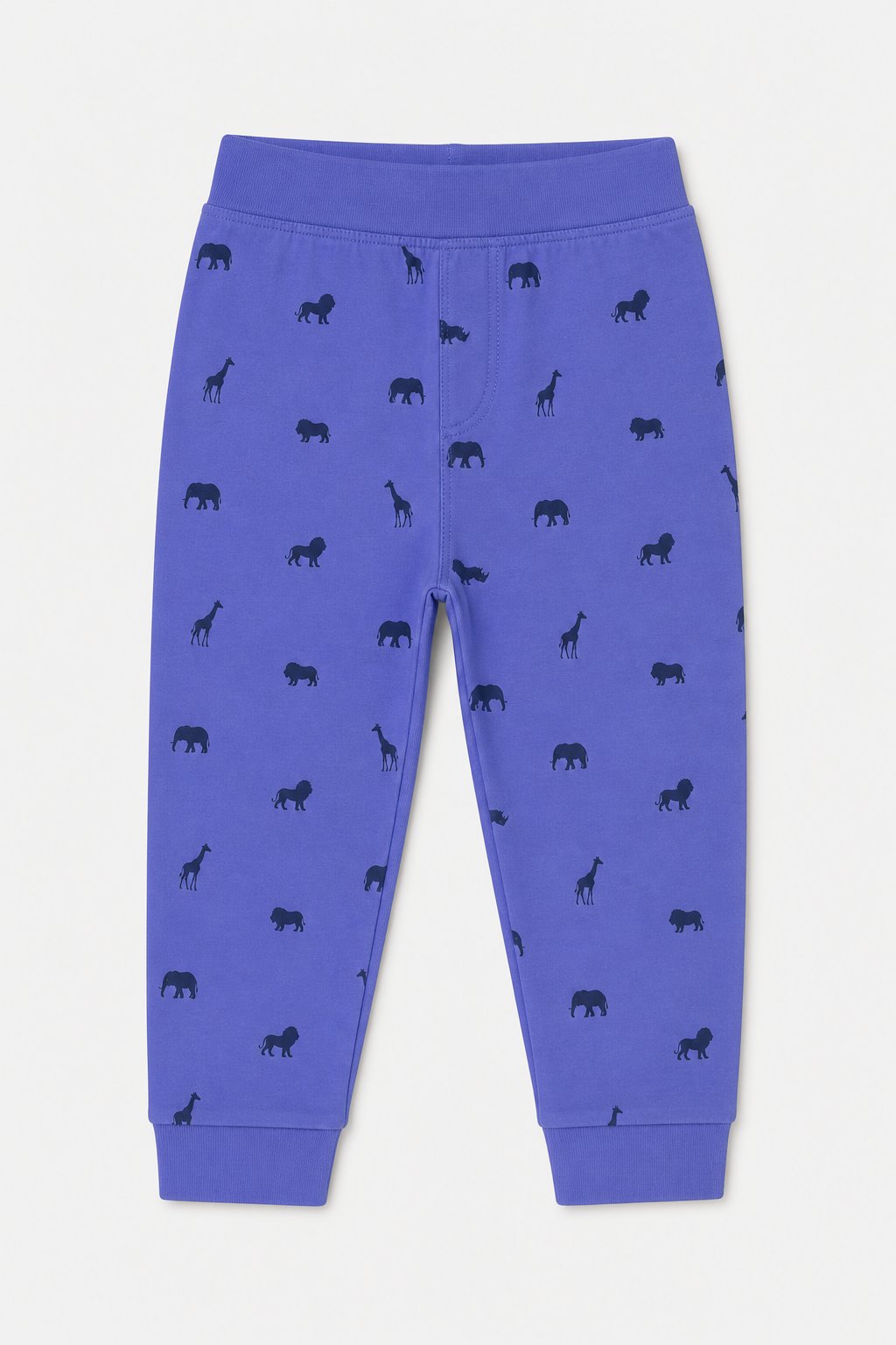 Slate Blue Safari Animal Print Denim-Look Pants