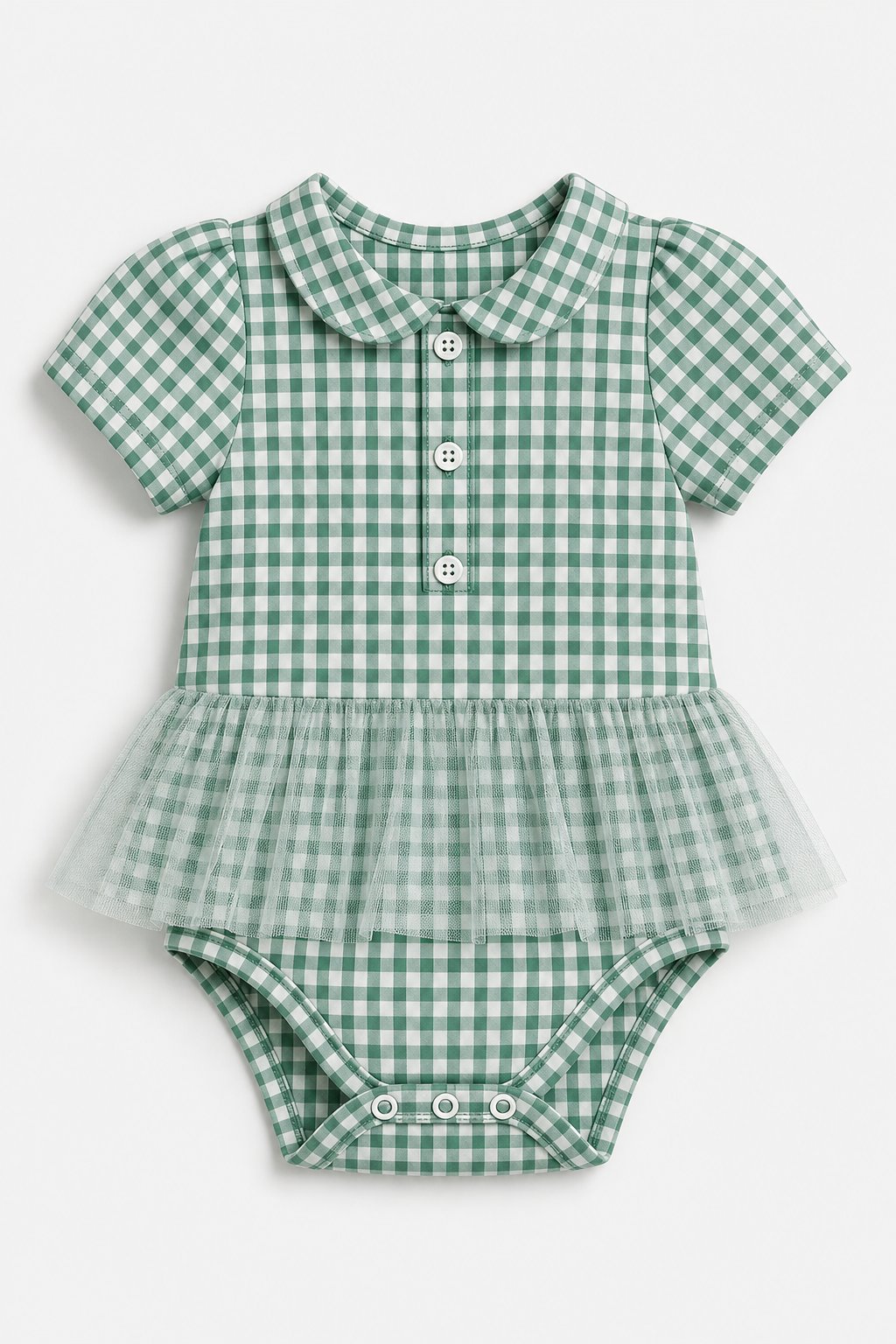 Spruce Green Gingham Check Tutu Bodysuit Dress