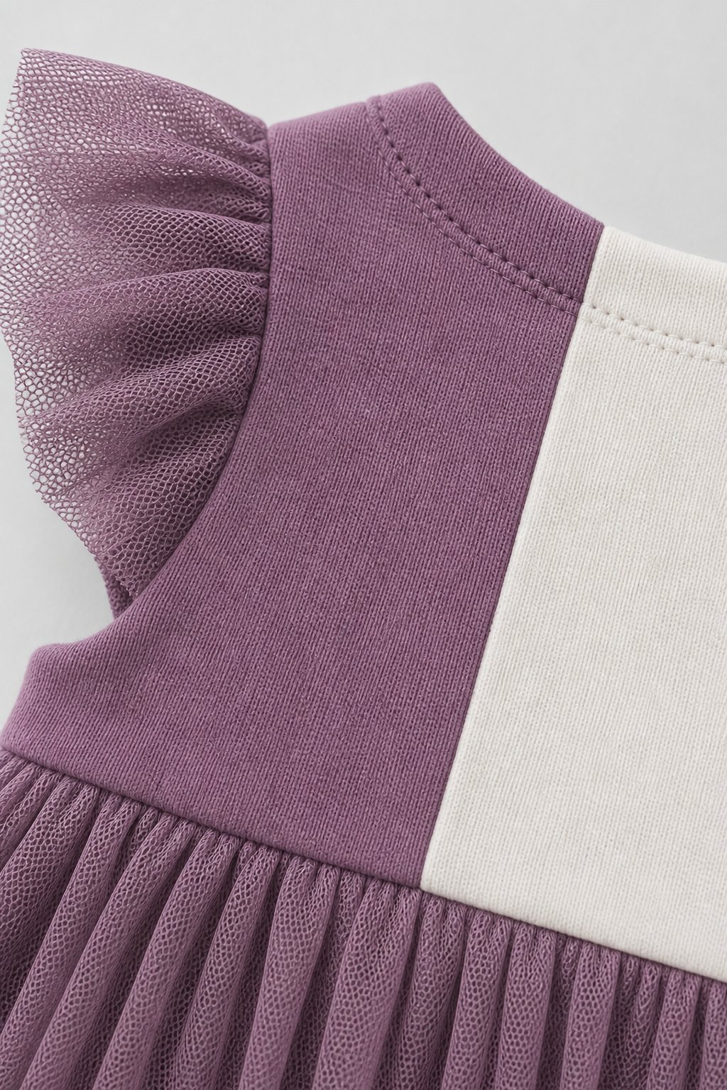 Dusty Plum Color-Block Flutter-Sleeve Dress view 3