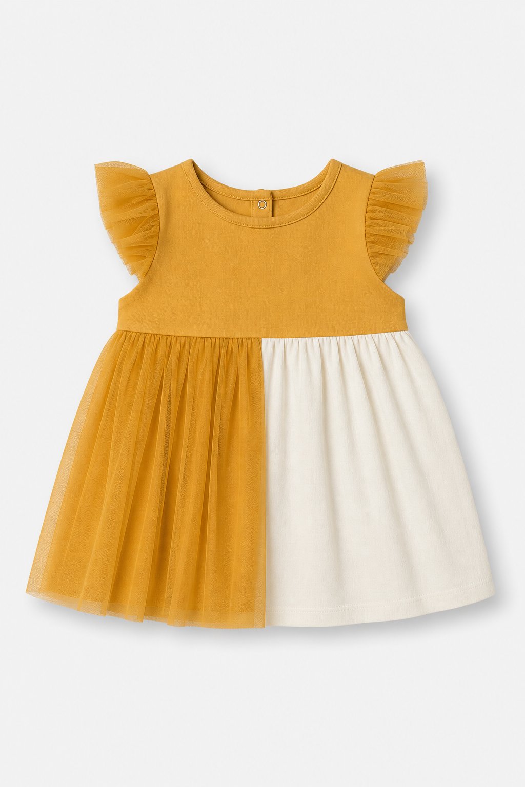 Warm Mustard Color-Block Knit Dress