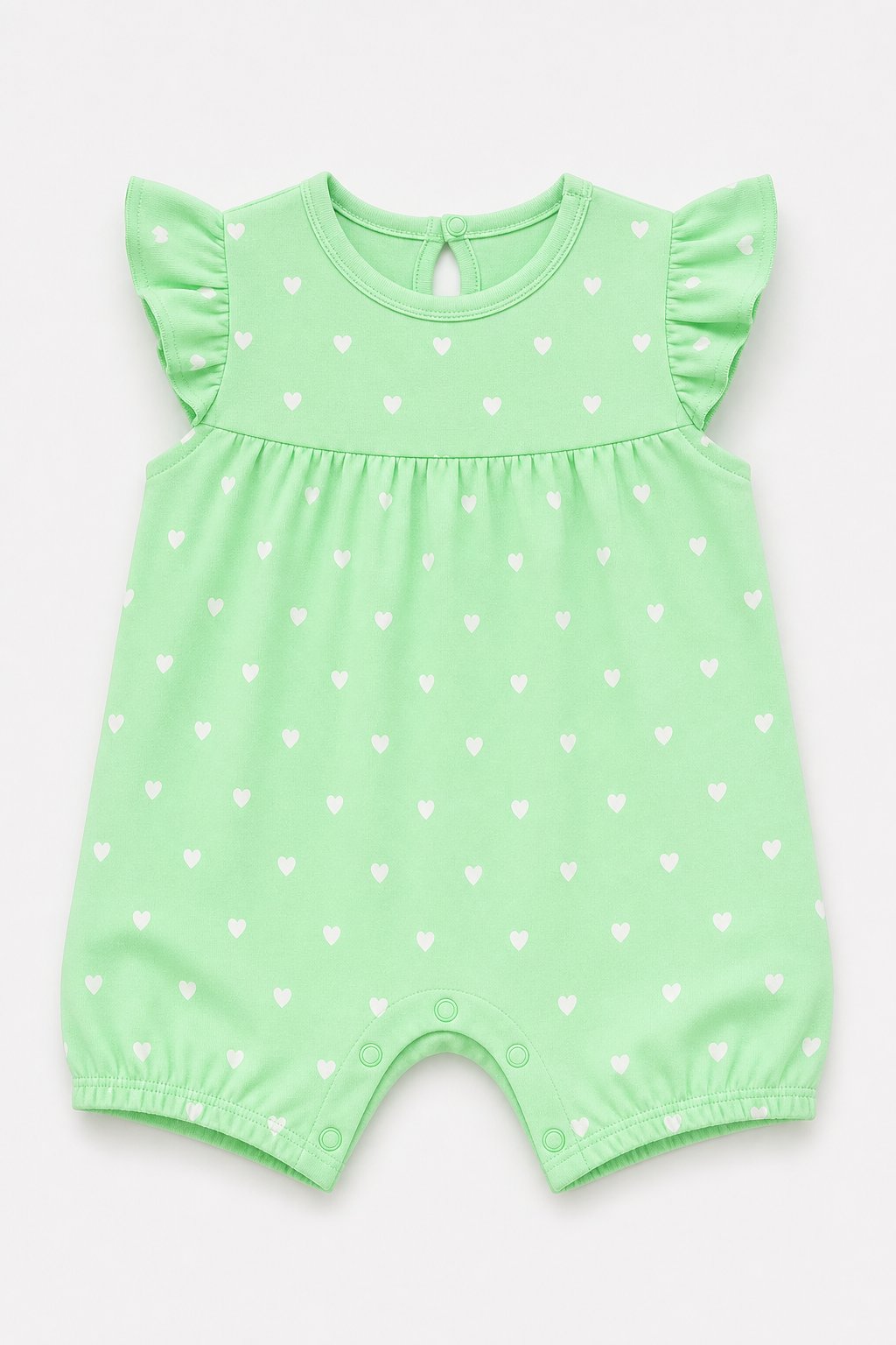 Mint Green Heart Print Romper Dress