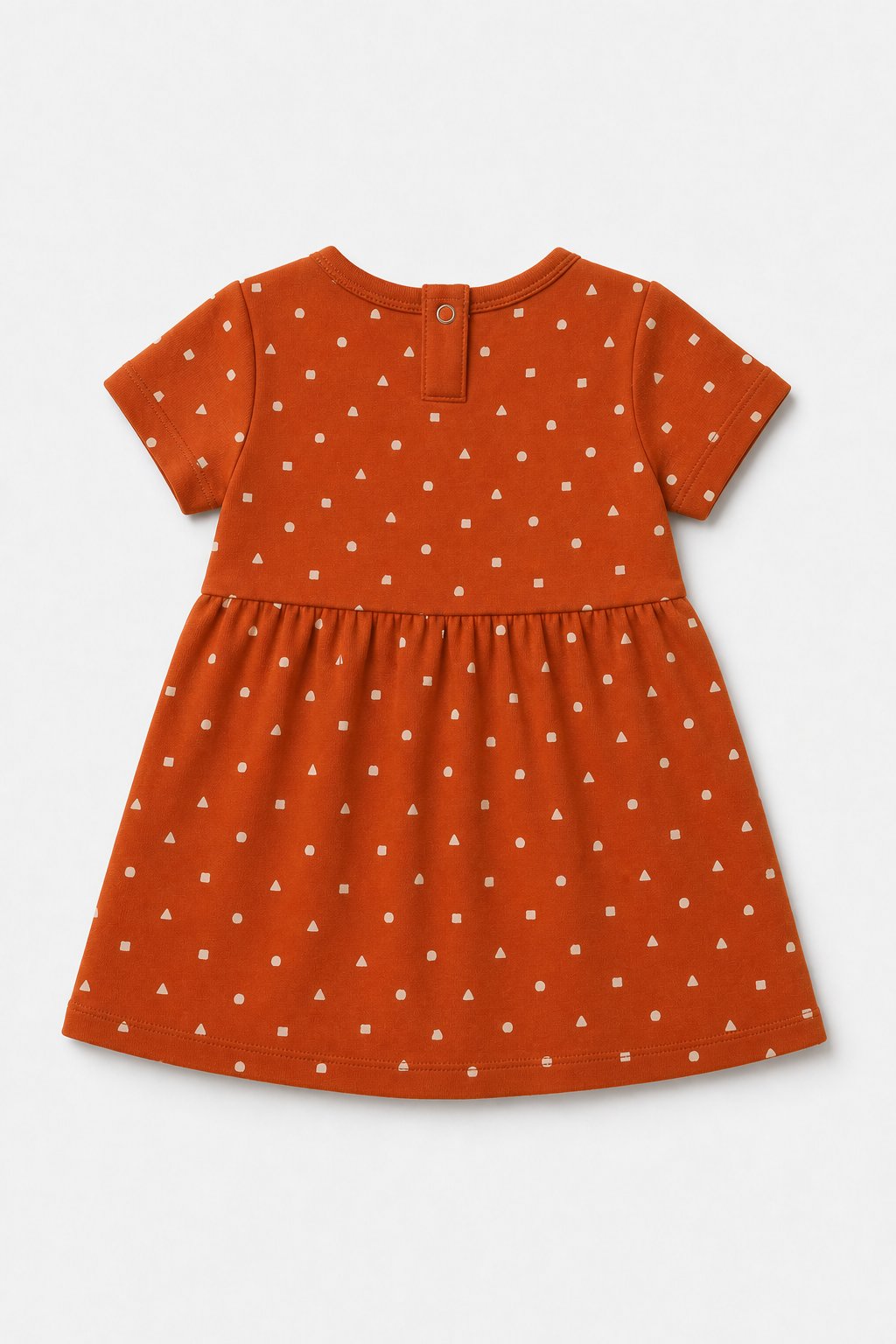 Rust Abstract Geometric Flutter-Sleeve Dress view 2