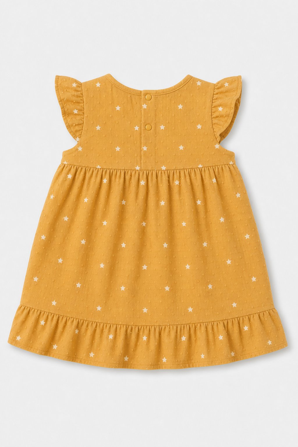 Warm Mustard Star Print Smocked Dress view 2