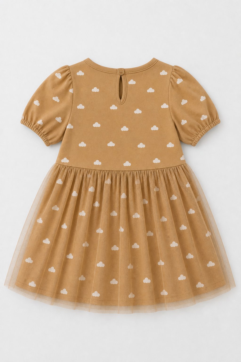 Camel Cloud Print Overall Dress view 2