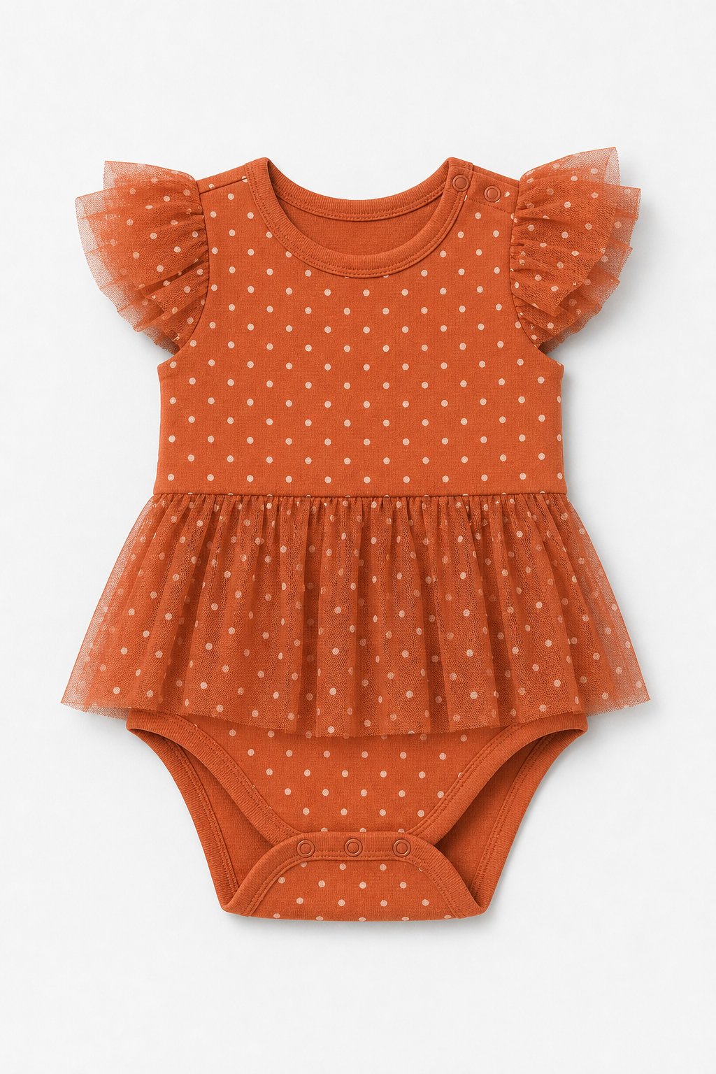 Terracotta Polka Dot Tutu Bodysuit Dress