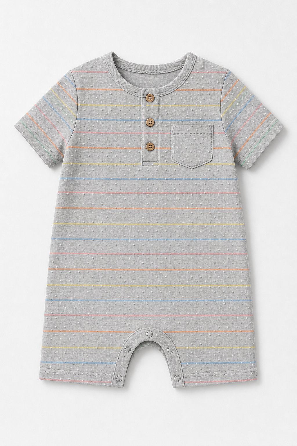 Heather Grey Rainbow Stripe Romper Dress