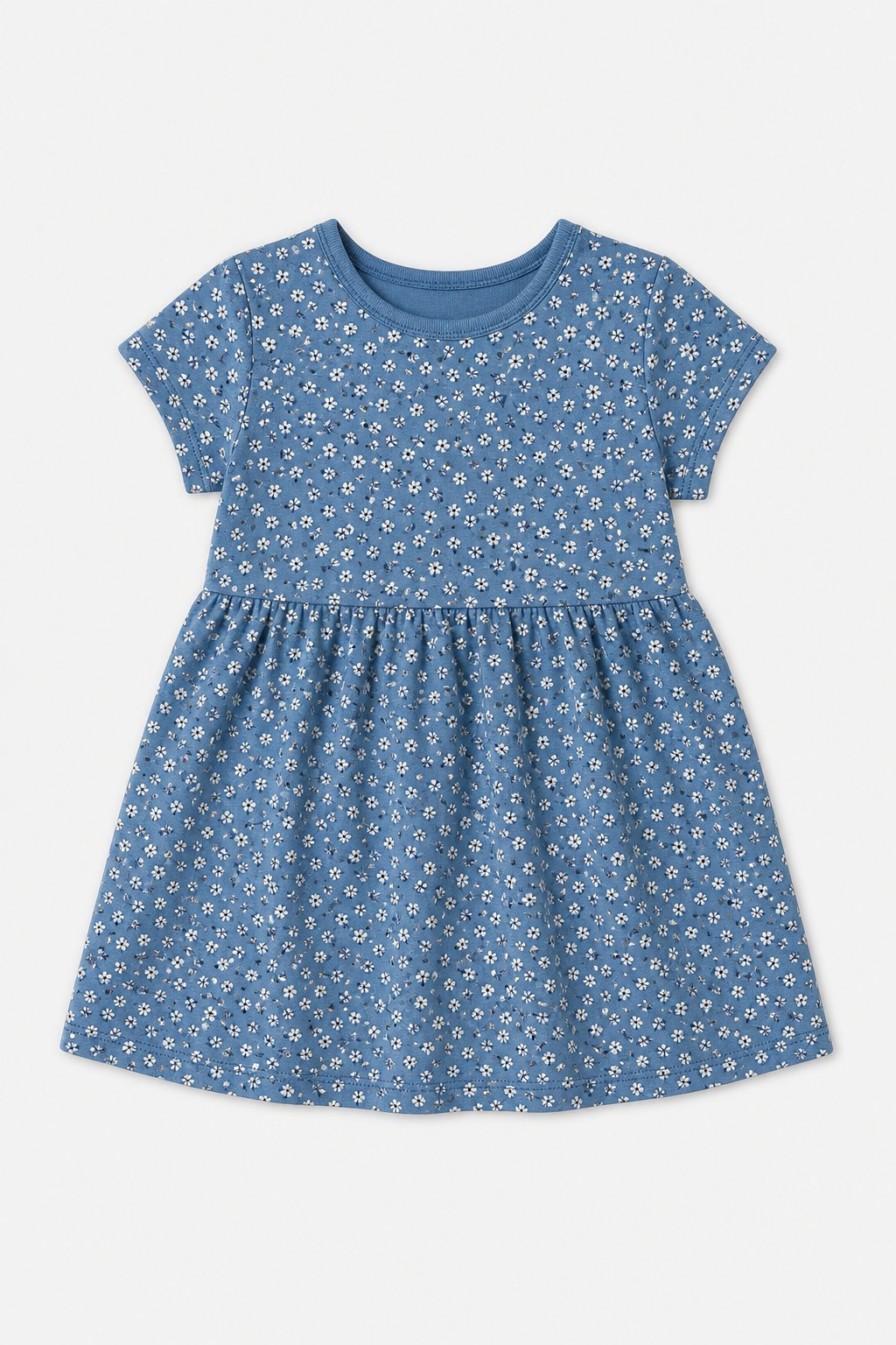 Steel Blue Ditsy Floral Knit Dress