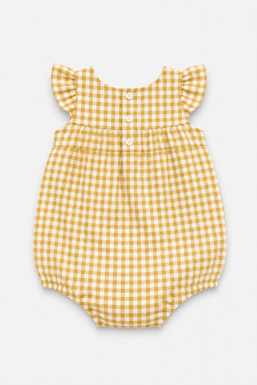 Warm Mustard Gingham Check Romper Dress view 2