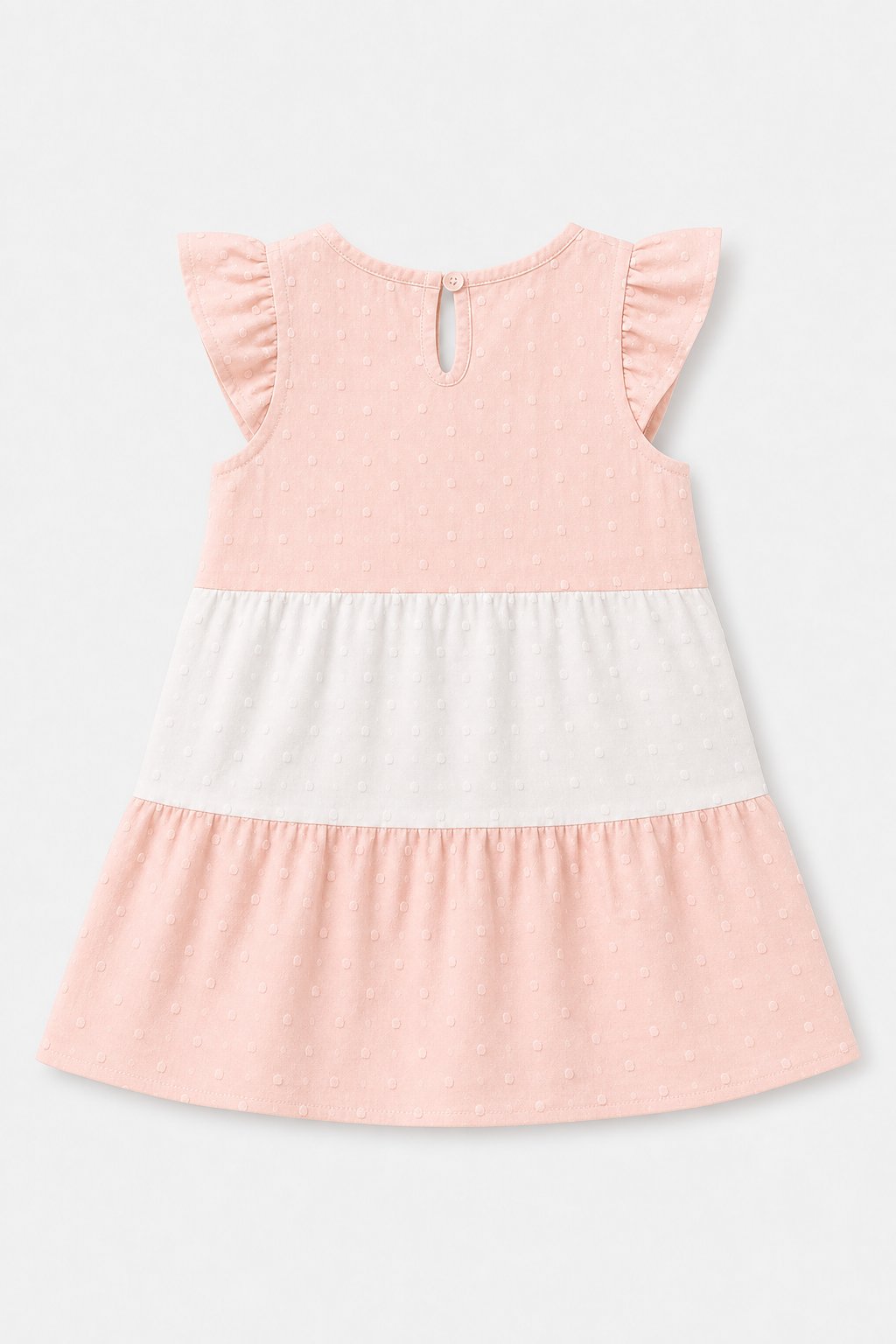 Blush Peach Color-Block Flutter-Sleeve Dress view 2