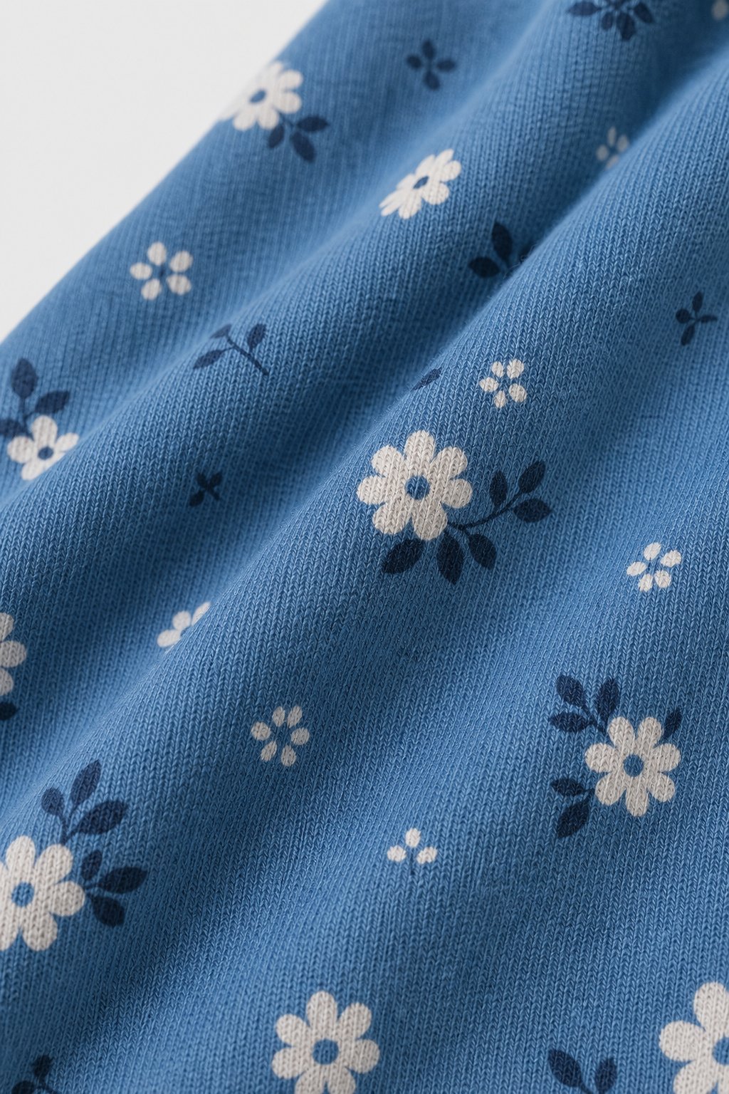 Steel Blue Floral Print 3-Piece Layette Set view 3