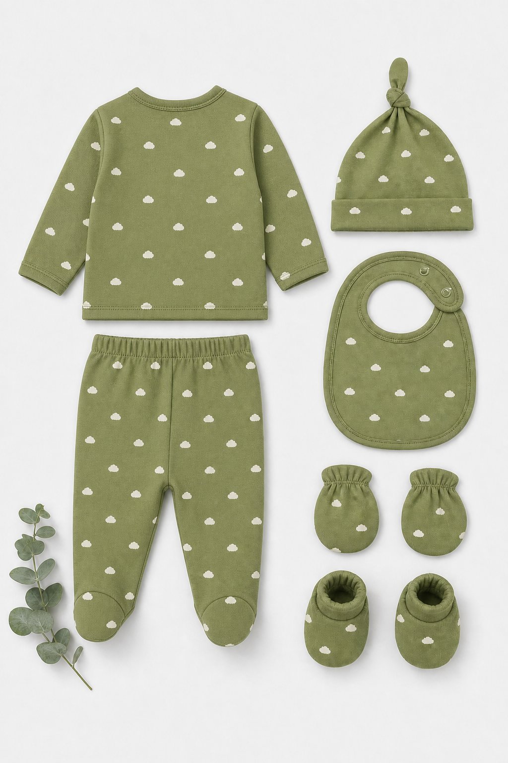 Moss Green Cloud Print 2-Piece Top & Short Set view 2