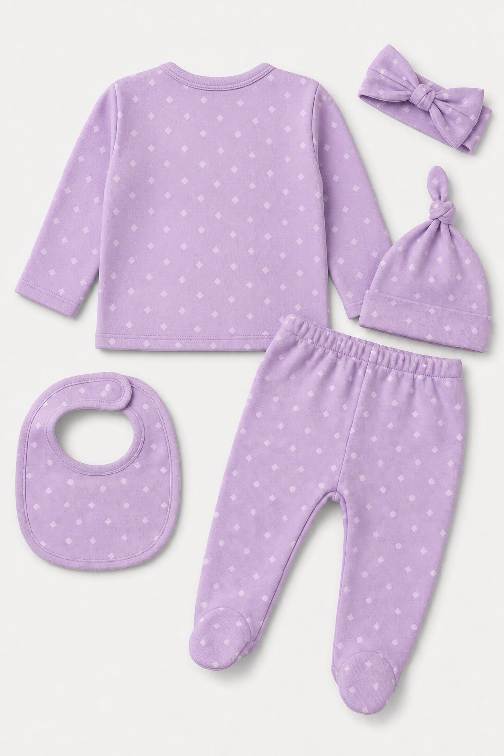 Lavender Abstract Geometric 2-Piece Overall Set view 2