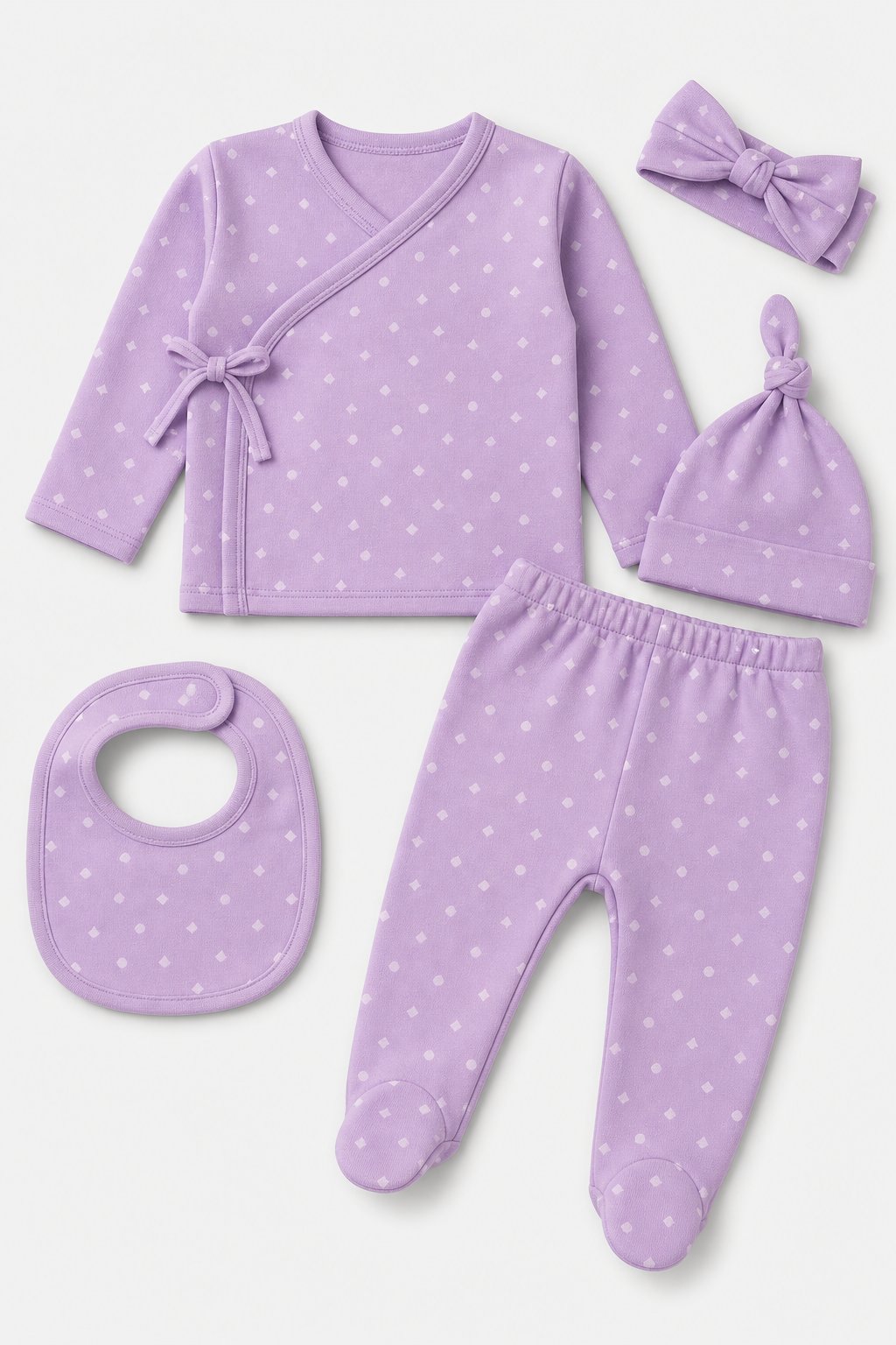 Lavender Abstract Geometric 2-Piece Overall Set